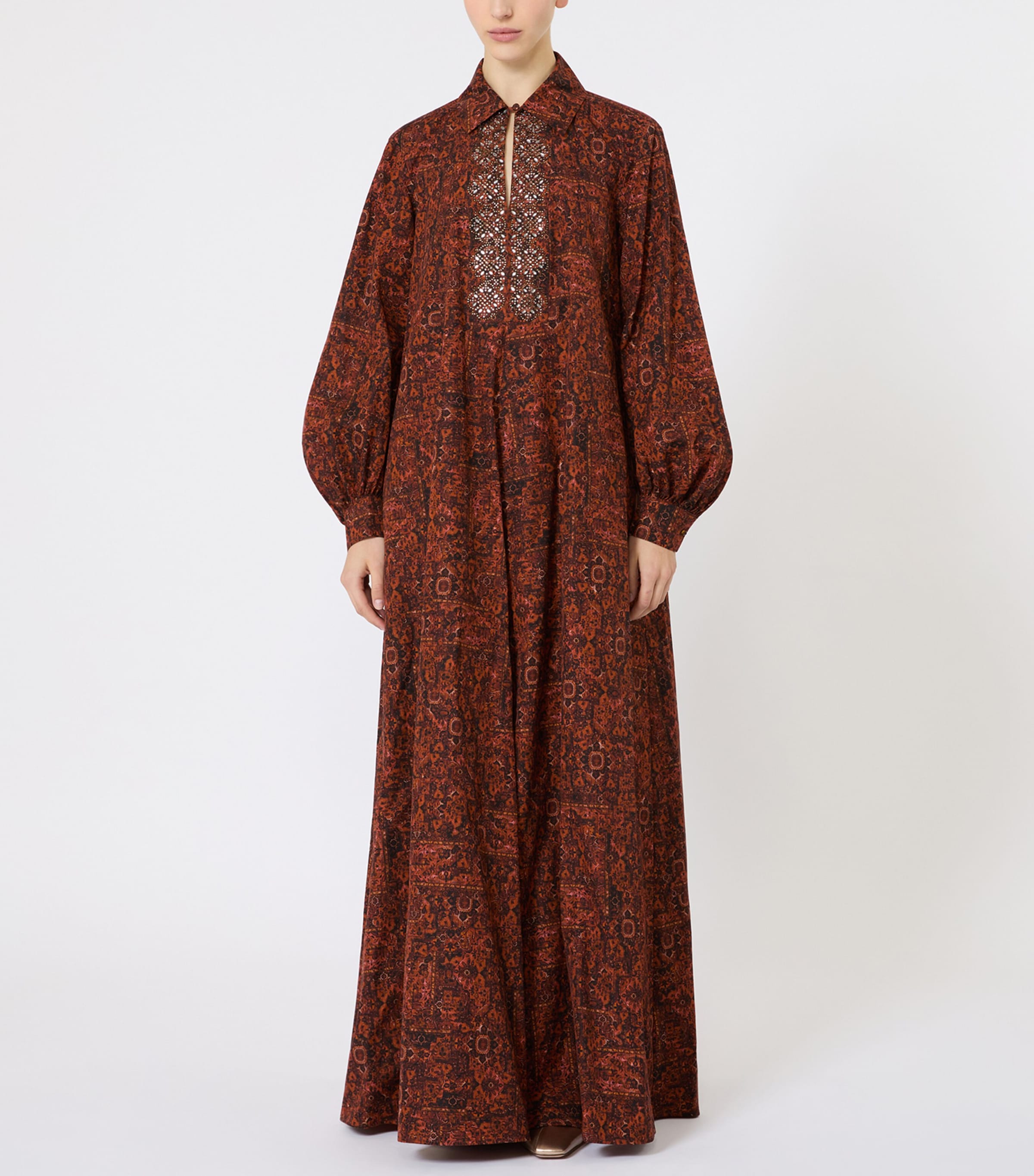 Cotton Printed Kaftan Maxi Dress CARAMEL Image 2