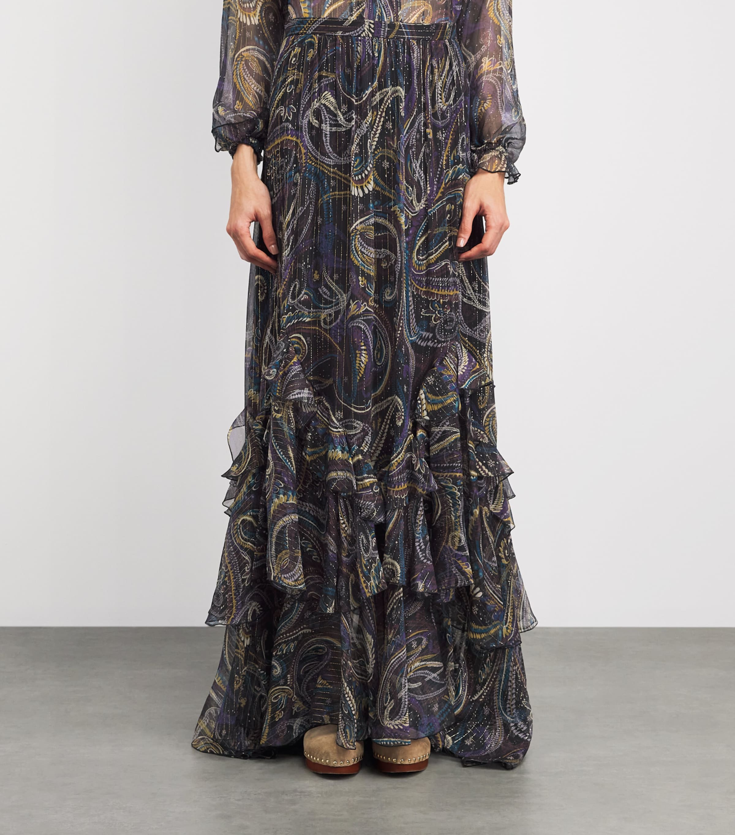 Etro Womens Silk-Blend Paisley Maxi Skirt Image 4