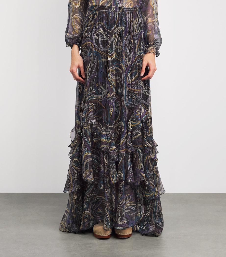 Etro Womens Silk-Blend Paisley Maxi Skirt Image 4