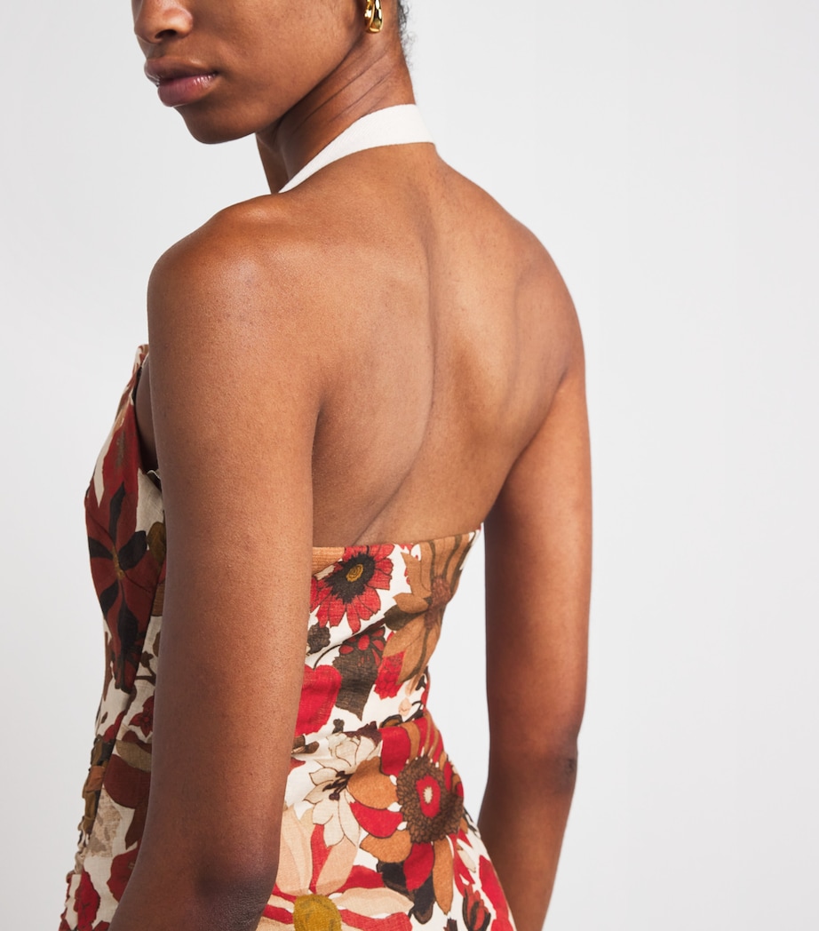 Linen Floral Midi Dress FLORA ROSSO Image 6