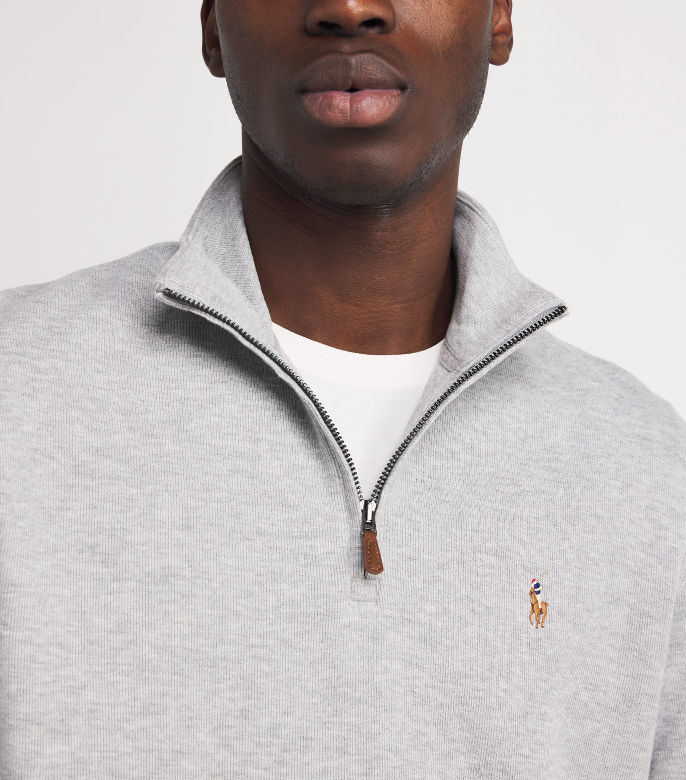 Cotton Logo Quarter-Zip Sweater GREY HEATHER Image 6