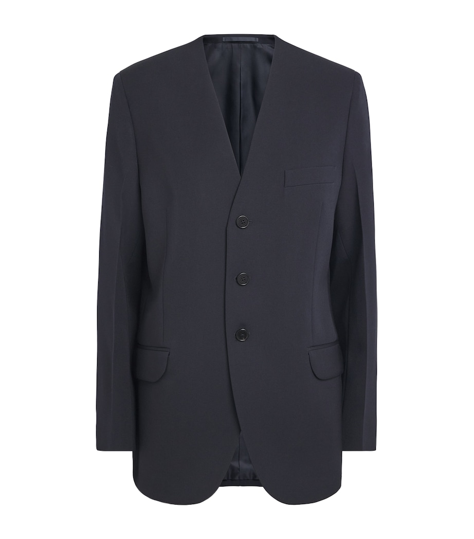 Jil Sander Womens Wool Gabardine Blazer Midnight Image 1