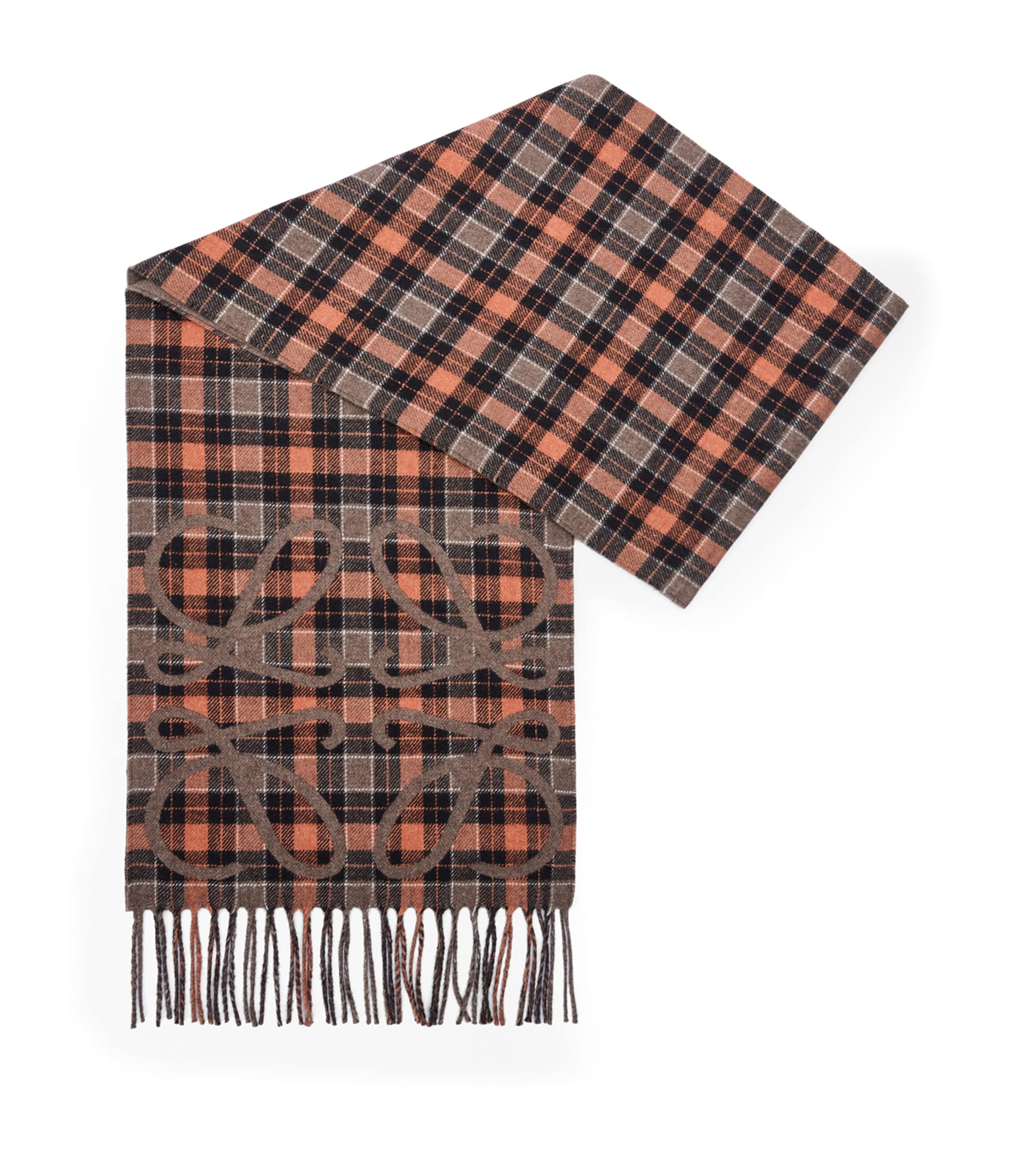 Loewe Silk-cashmere Anagram Check Scarf In Multi