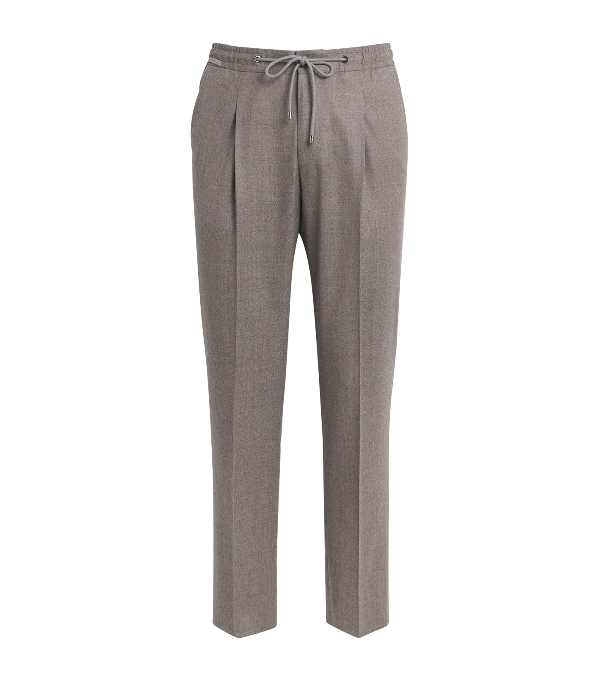 Corneliani Wool-cashmere Drawstring Trousers In Gray