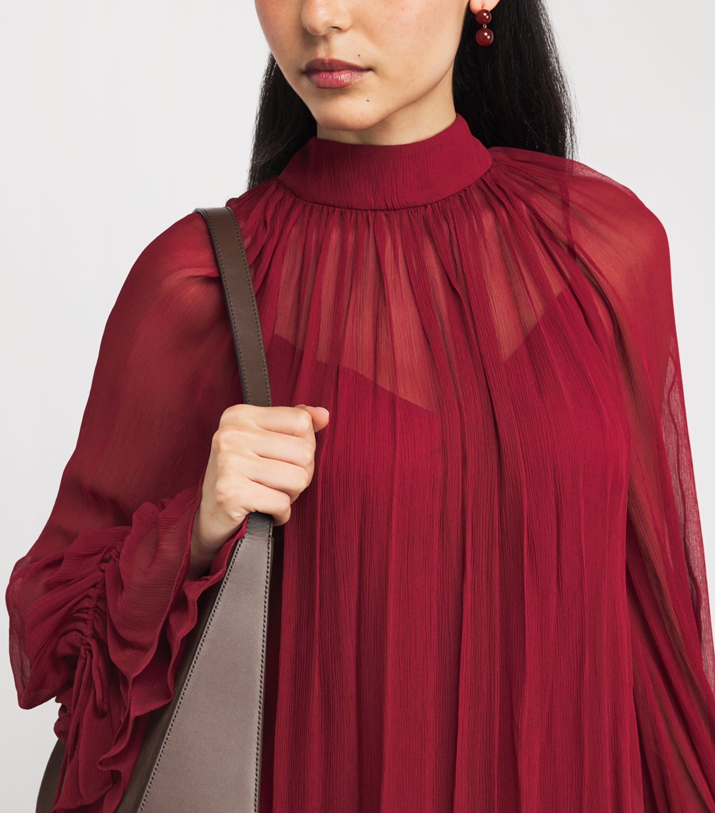 Chiffon Roux Mini Dress POMEGRANATE Image 4