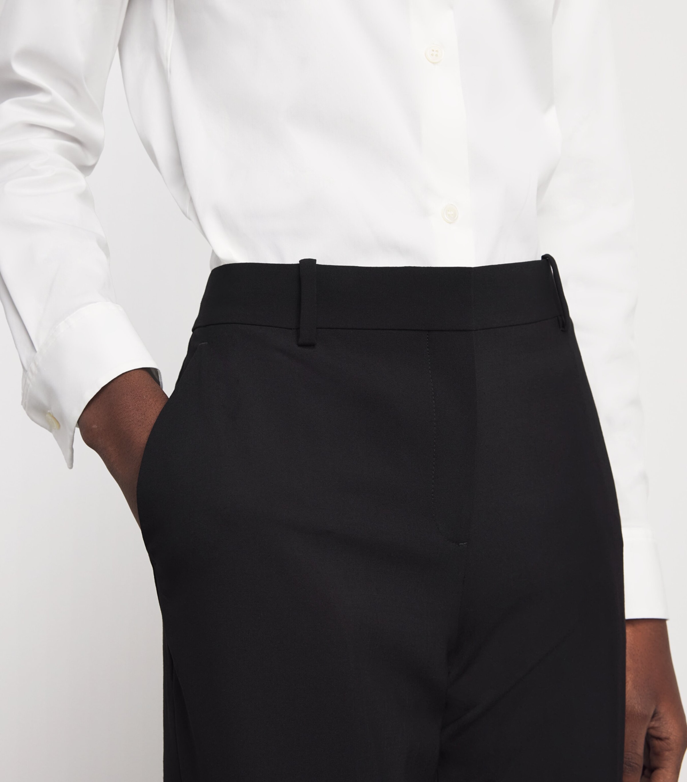 Theory Womens Stretch-Wool Cropped Treeca Trousers Black Image 3