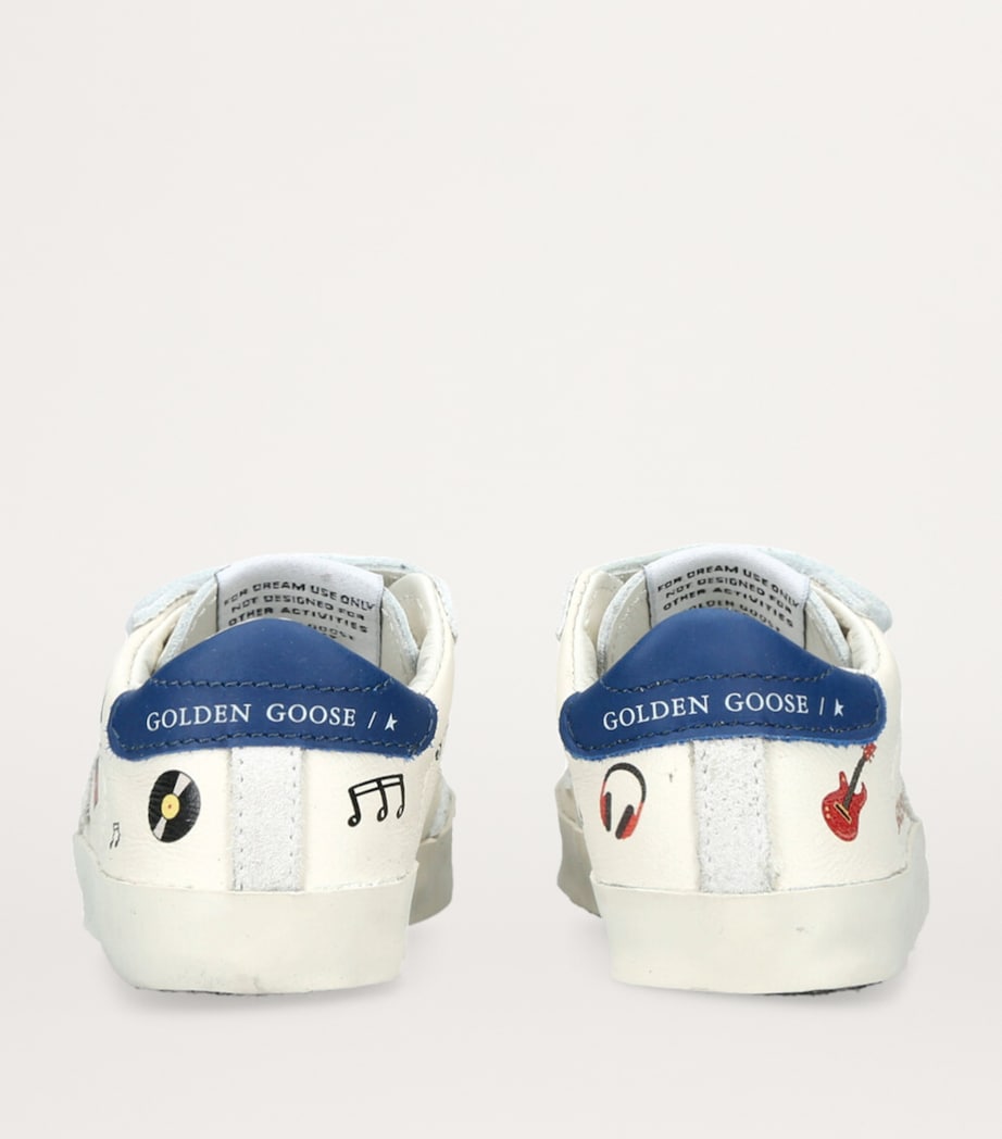 Leather Baby School Sneakers WHITE/NAVY Image 2