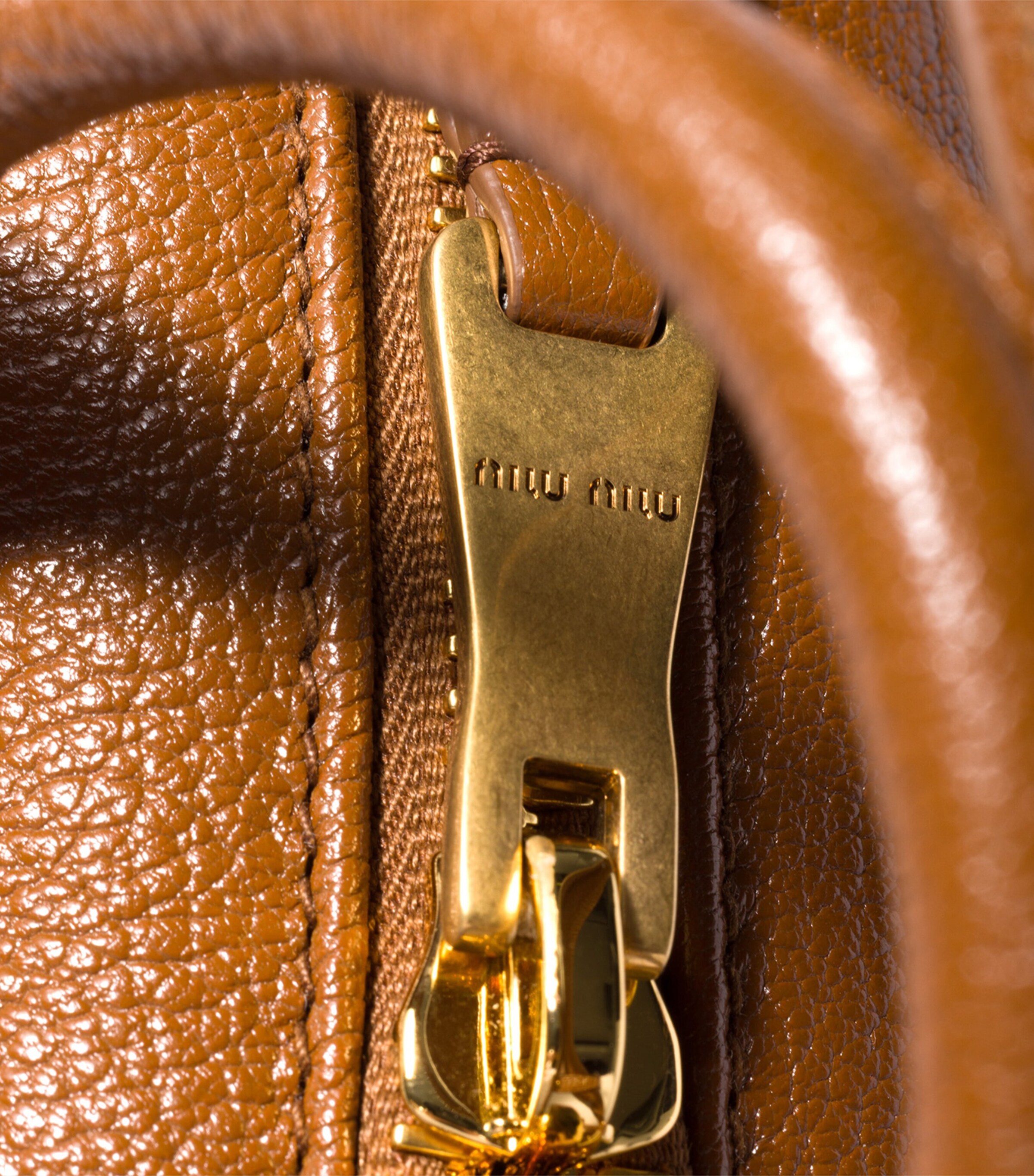 Miu Miu Leather Studded Arcadie Top-Handle Bag Brown Image 7