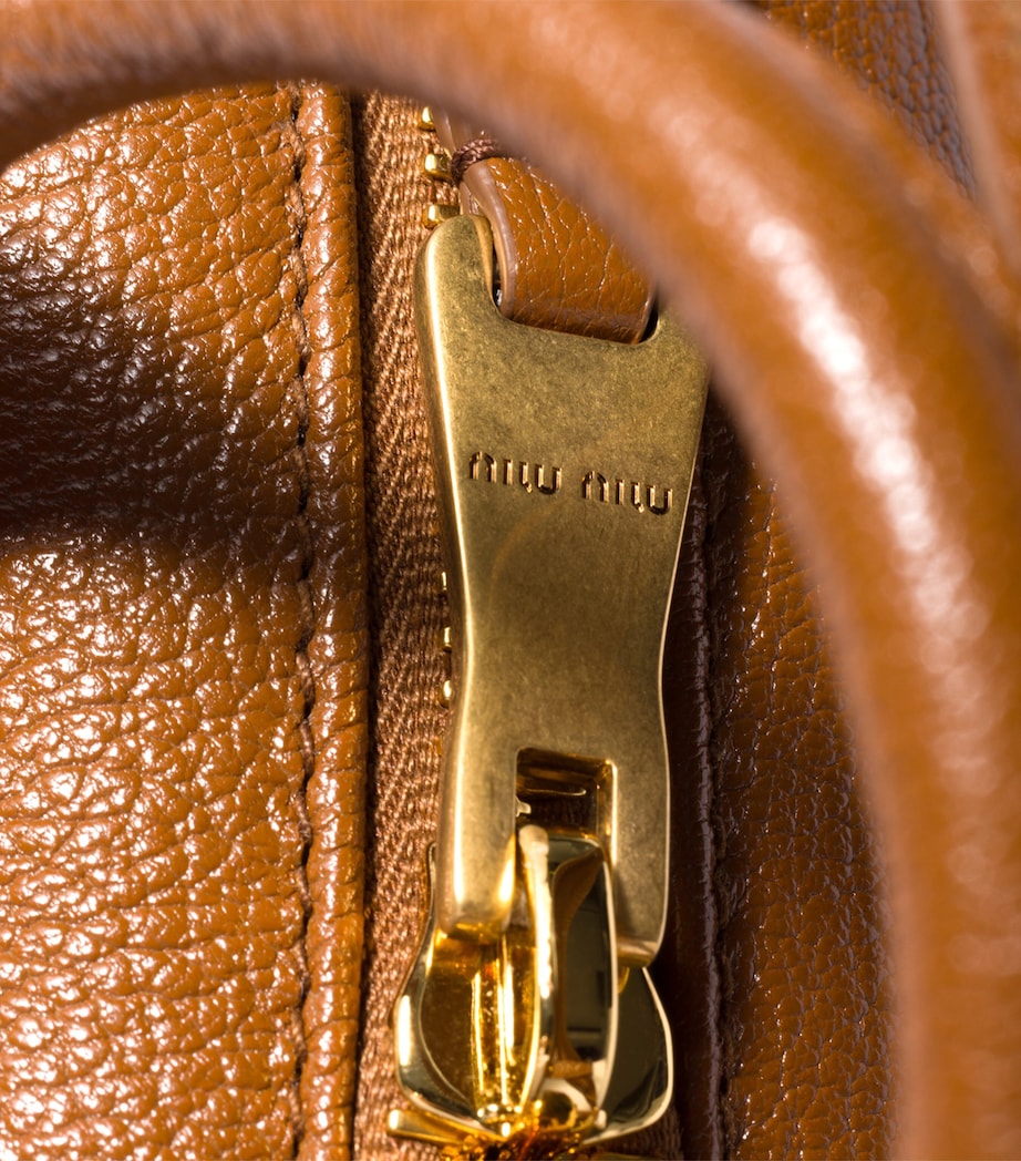 Miu Miu Leather Studded Arcadie Top-Handle Bag Brown Image 7