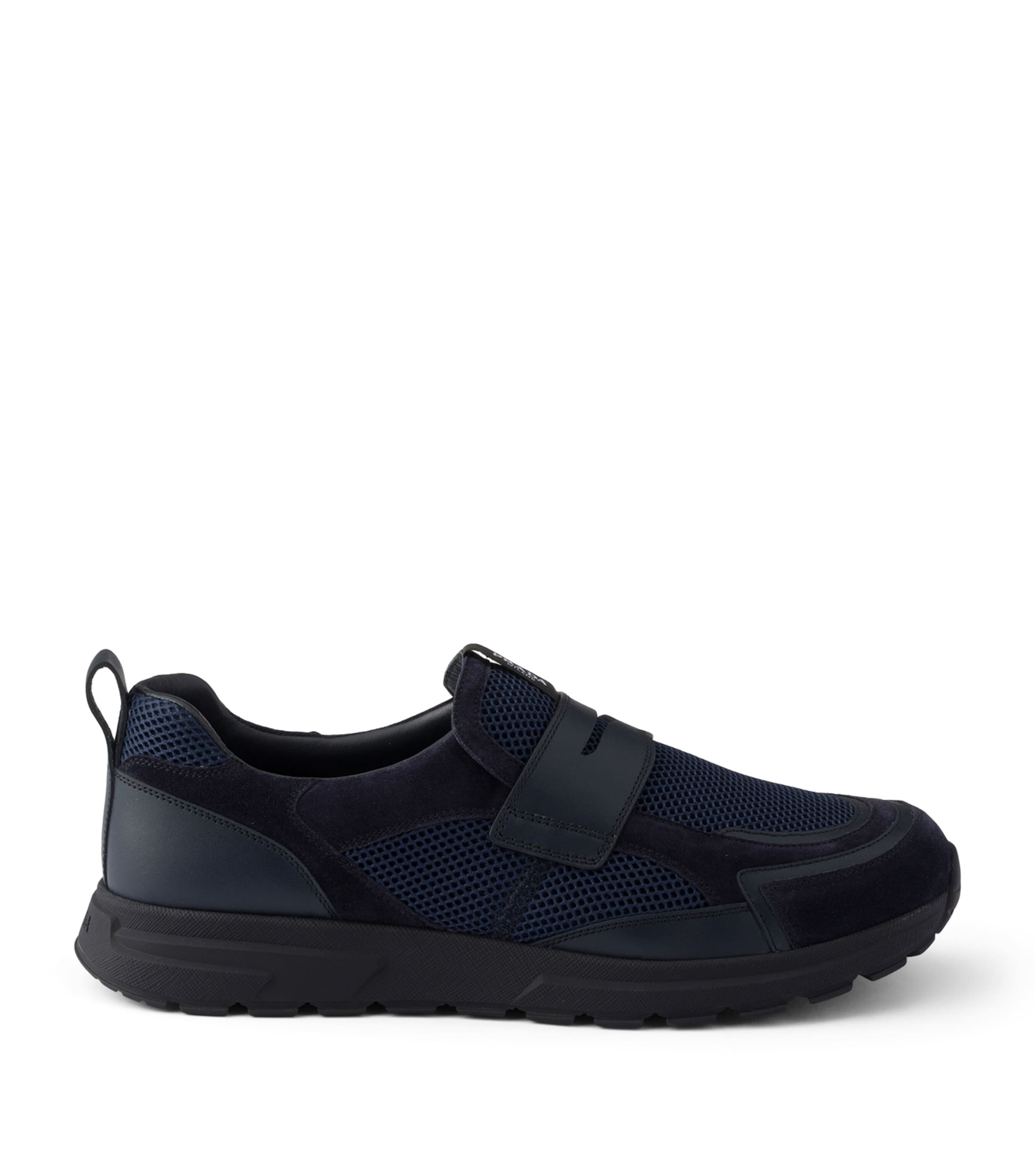 Prada Leather-Mesh Sneakers Blue Image 1