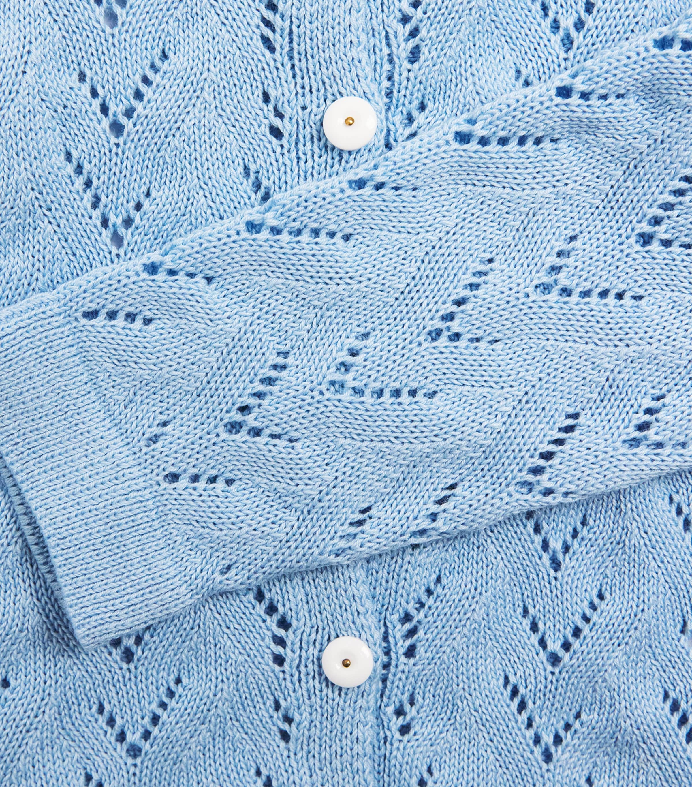 PEPA LONDON Cotton Openwork Cardigan (3 Months-4 Years) Blue Image 3
