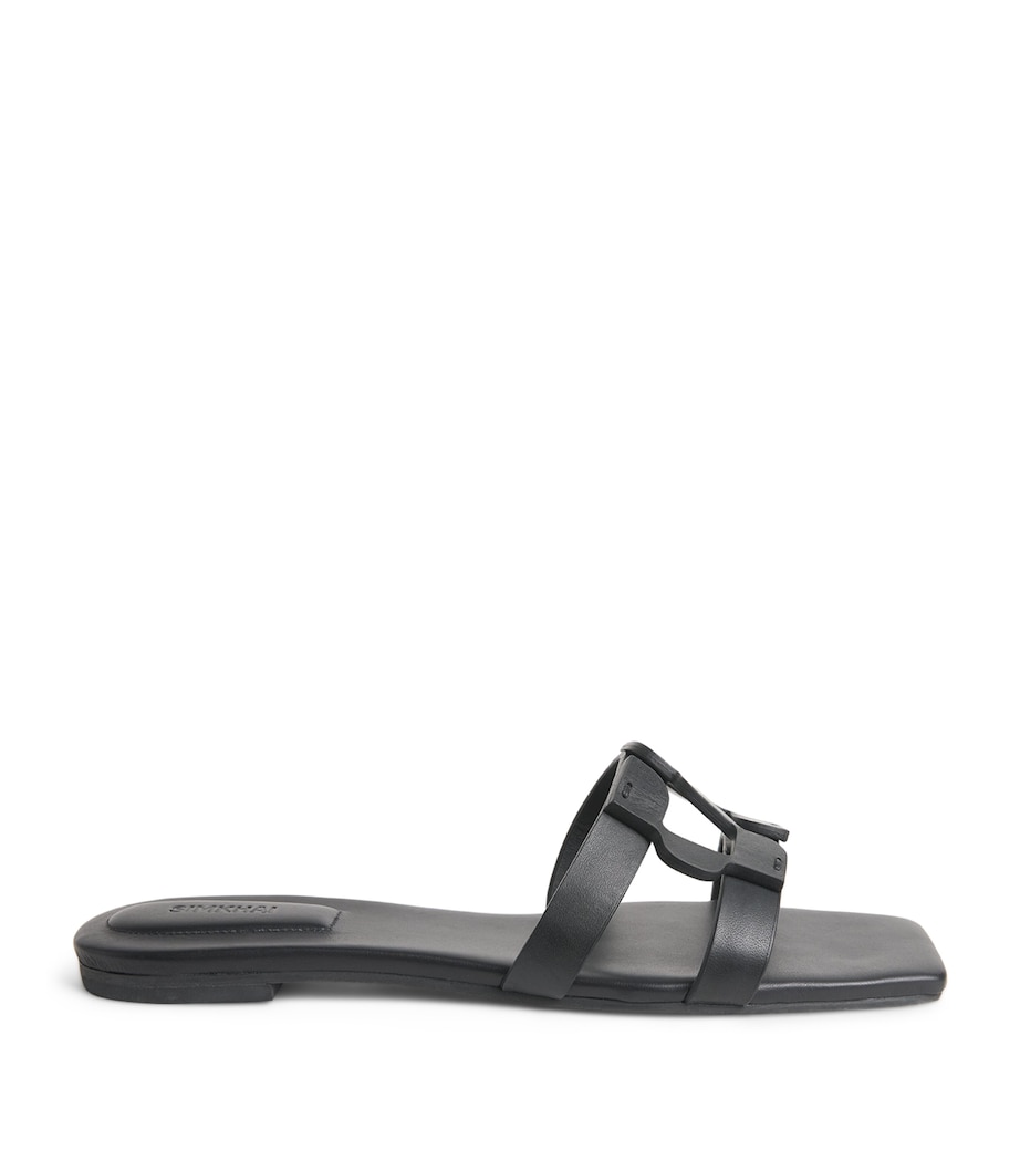 Leather Monogram Slides BLACK Image 1