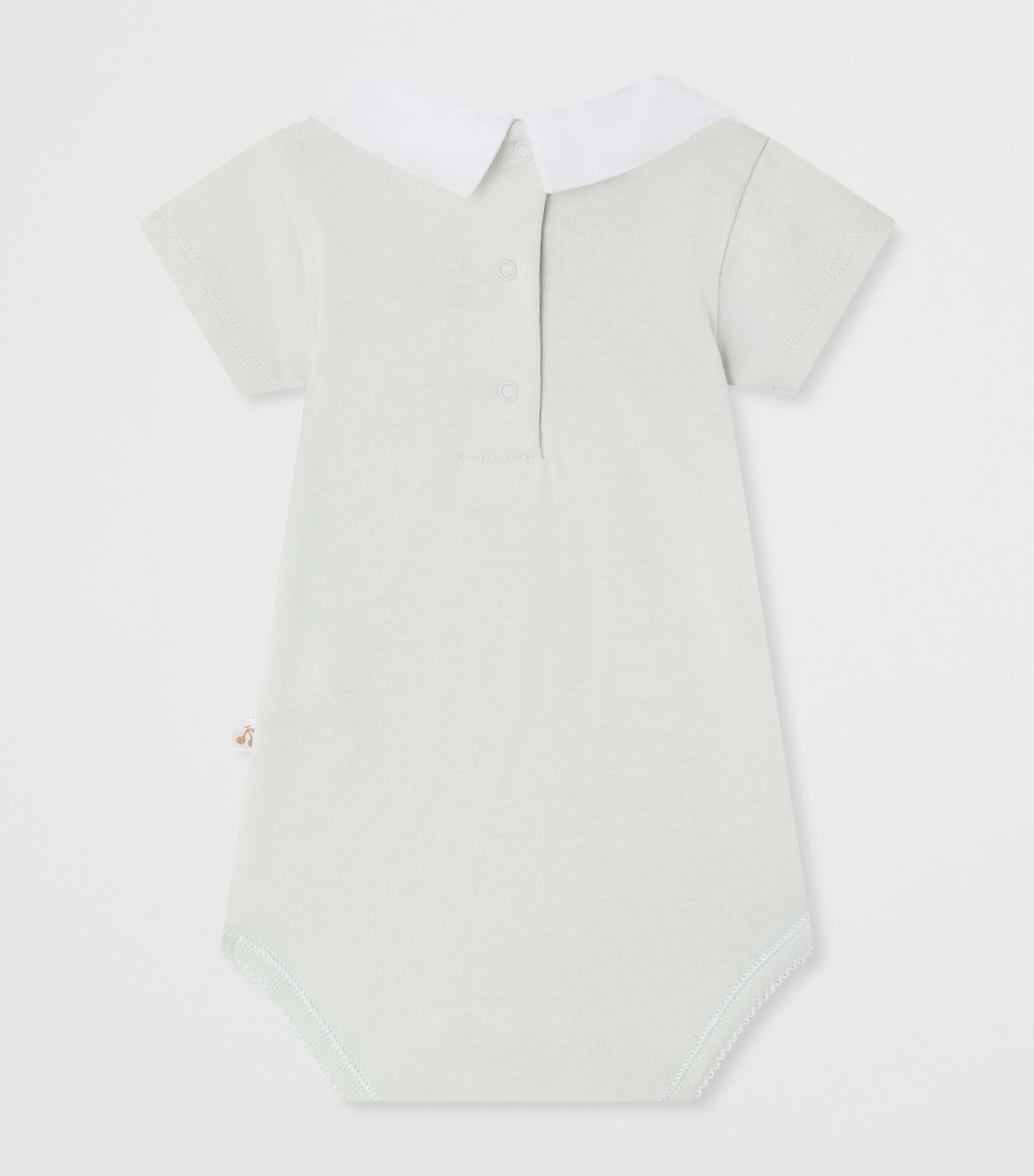 Bonpoint Cotton Embroidered Julliet Bodysuit (1-24 Months) Bleu Aqua Image 2