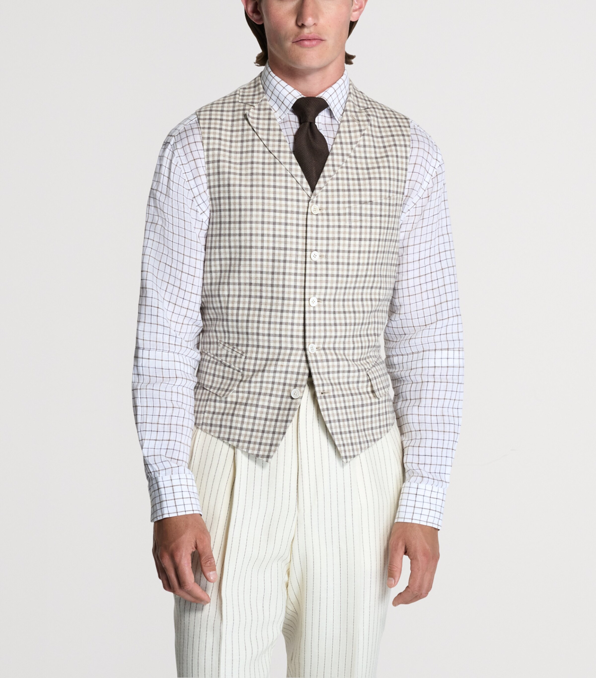 Dunhill Mens Check Single-Breasted Waistcoat Image 4