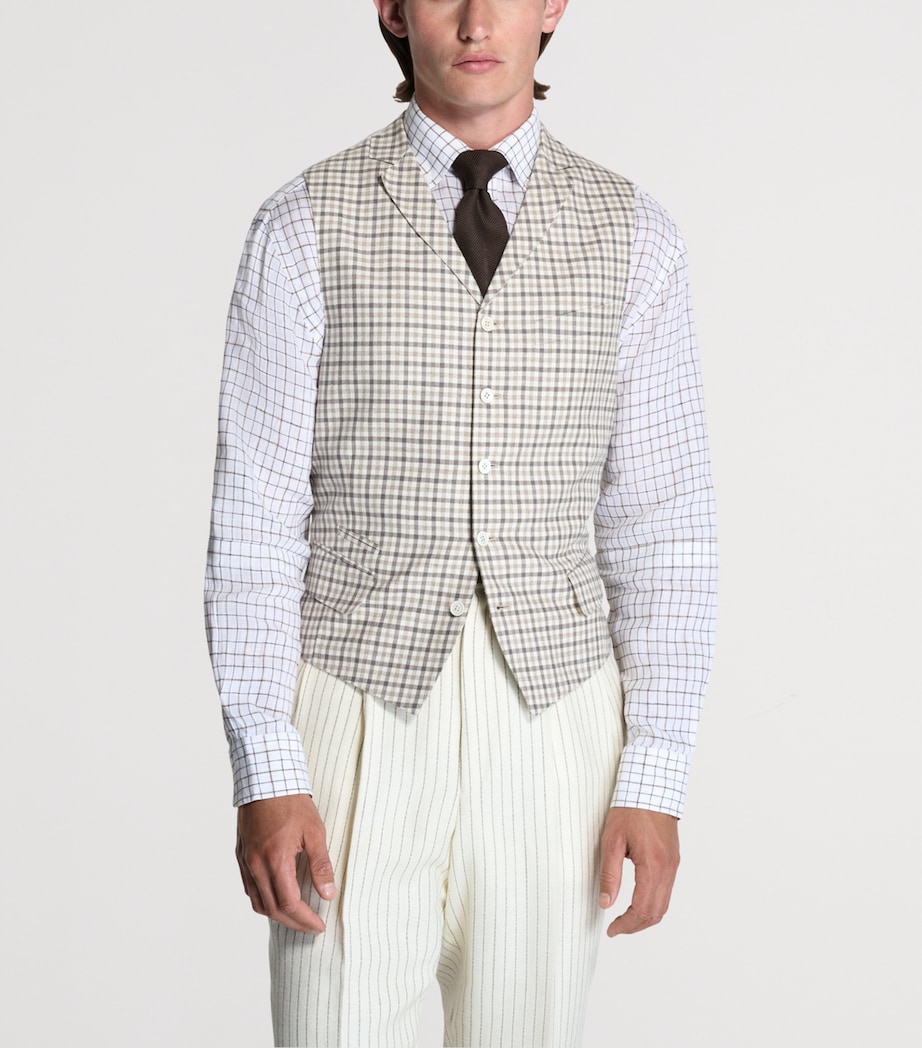 Dunhill Mens Check Single-Breasted Waistcoat Image 4