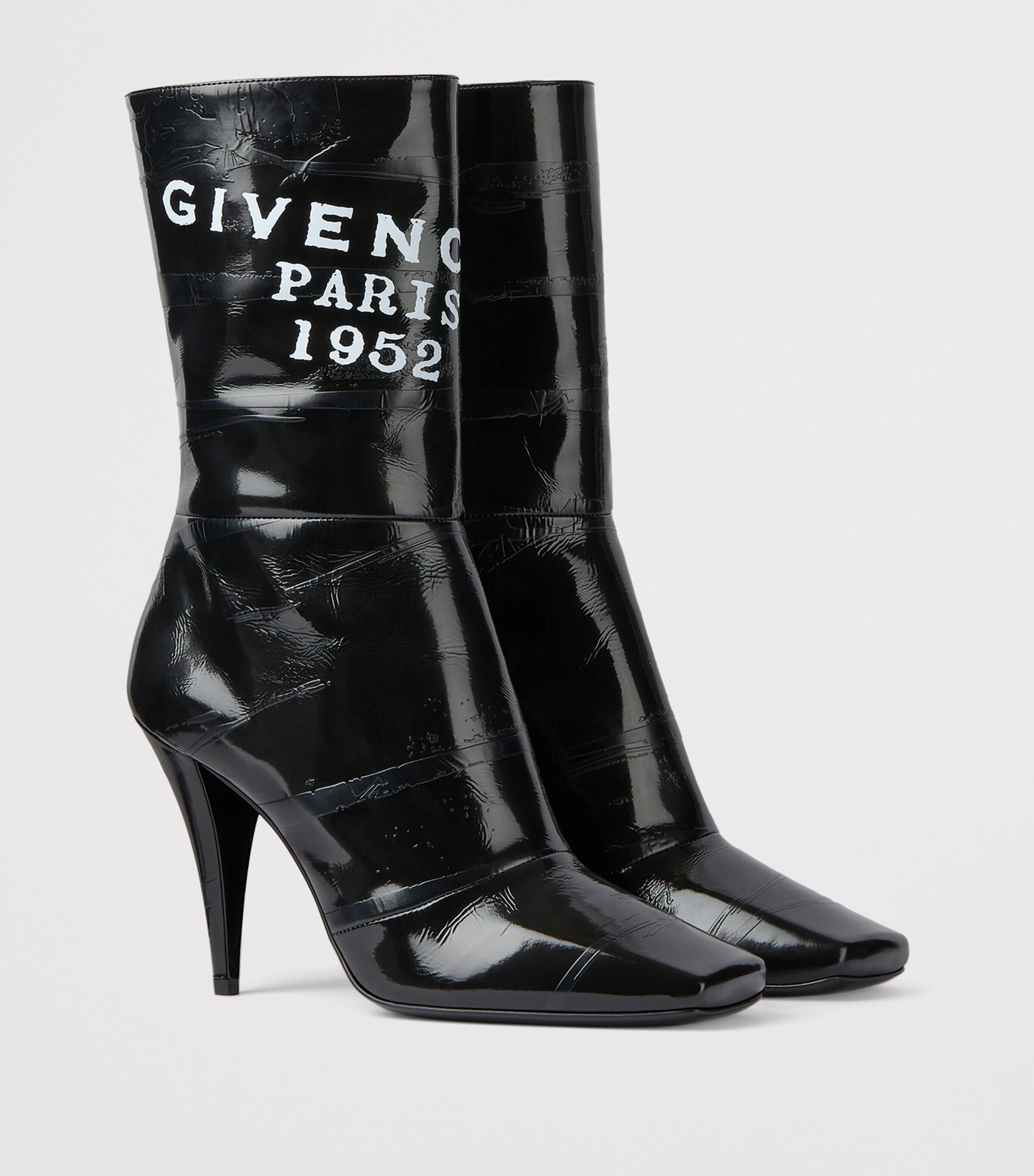 Leather Logo Ankle Boots 95 BLACK Image 3