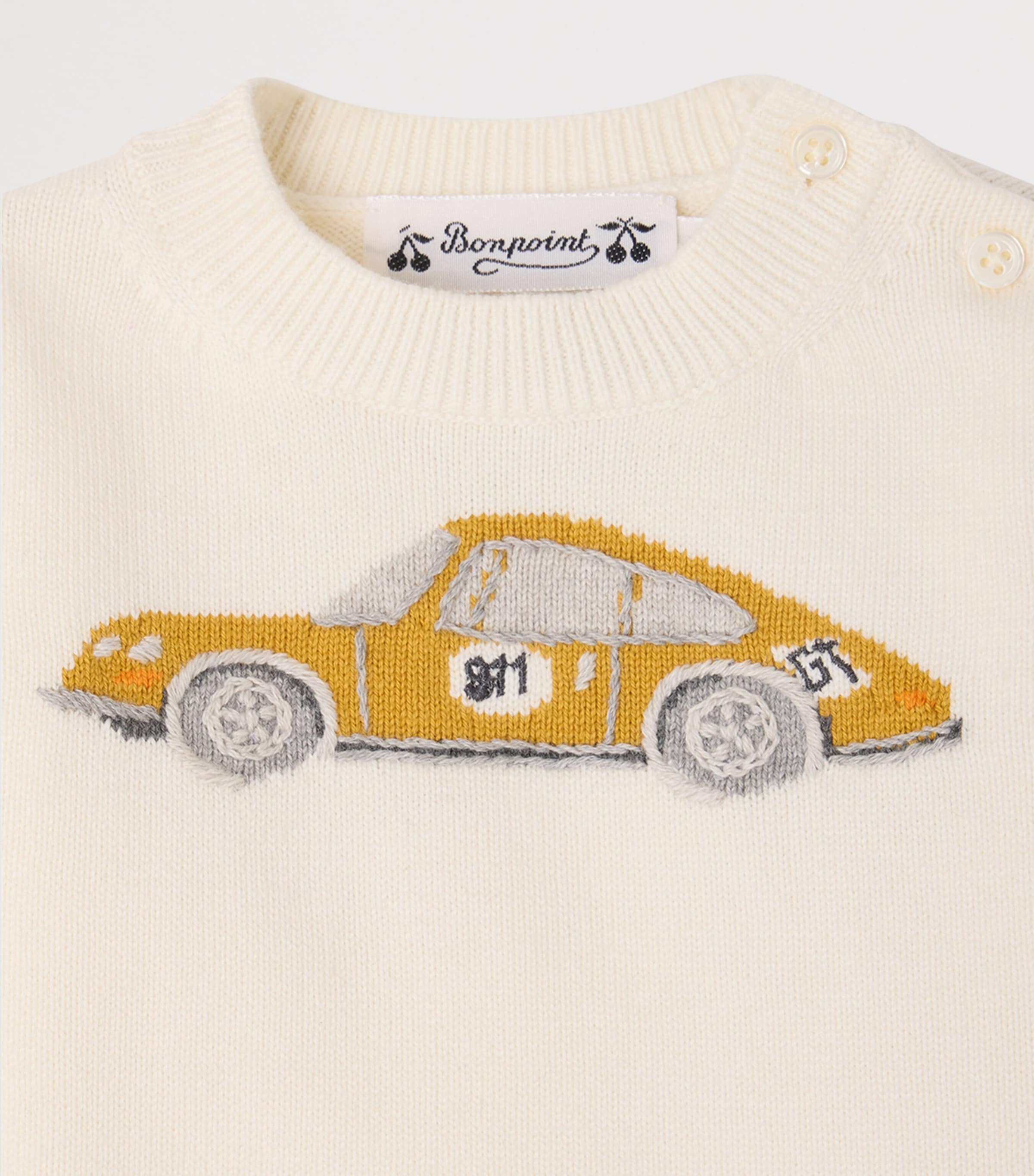 Bonpoint x Porsche Cotton-Cashmere Sweater (6-18 Months) Upb Blanc Lait Image 3