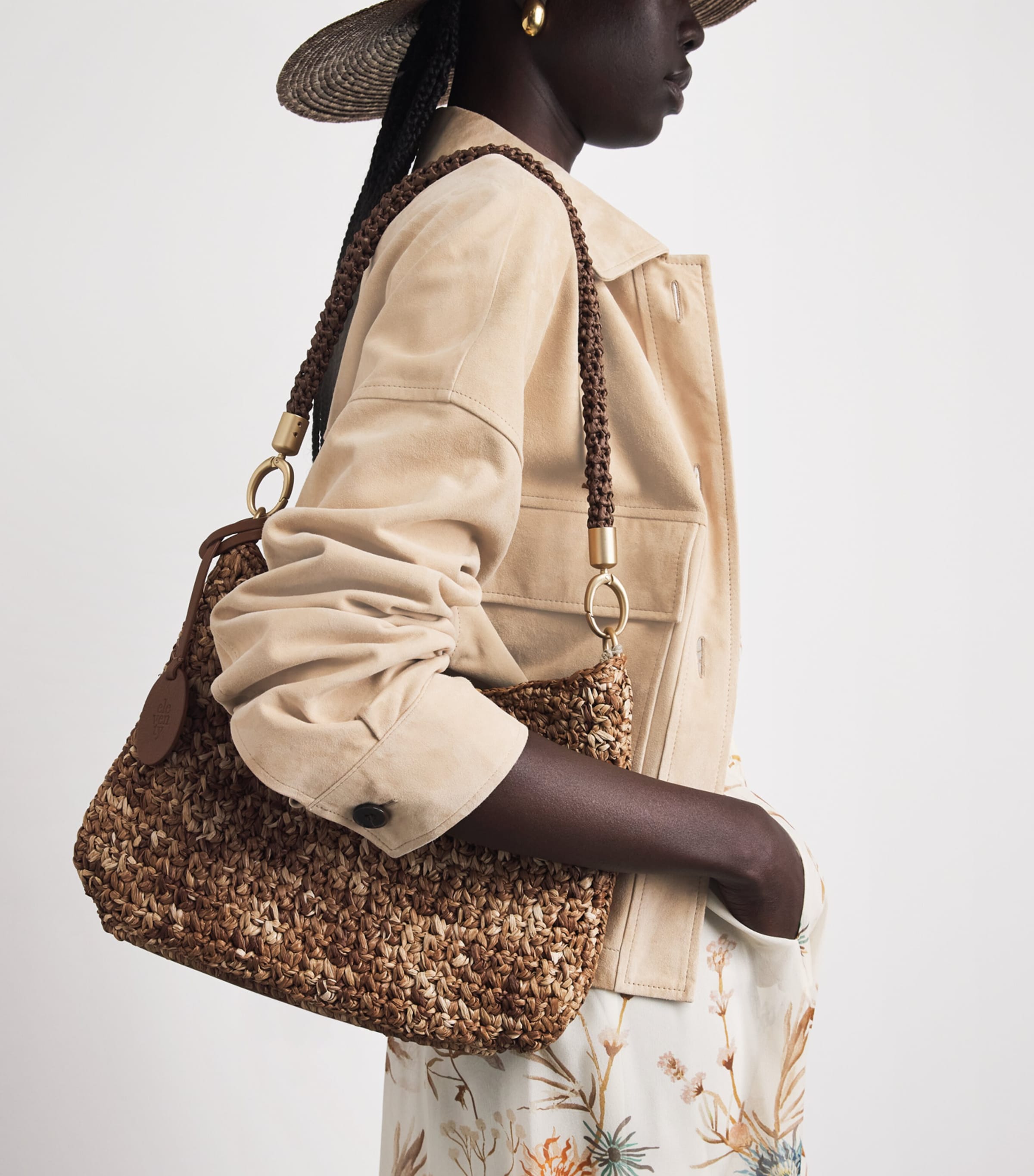 Eleventy Raffia Woven Shoulder Bag Vicuna Image 2