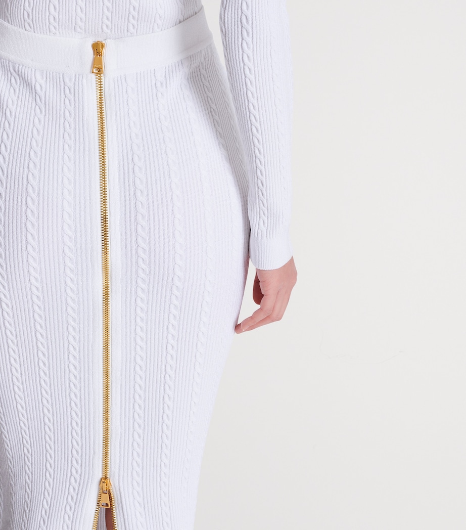 Cable-Knit Midi Skirt 0FA BLANC Image 4