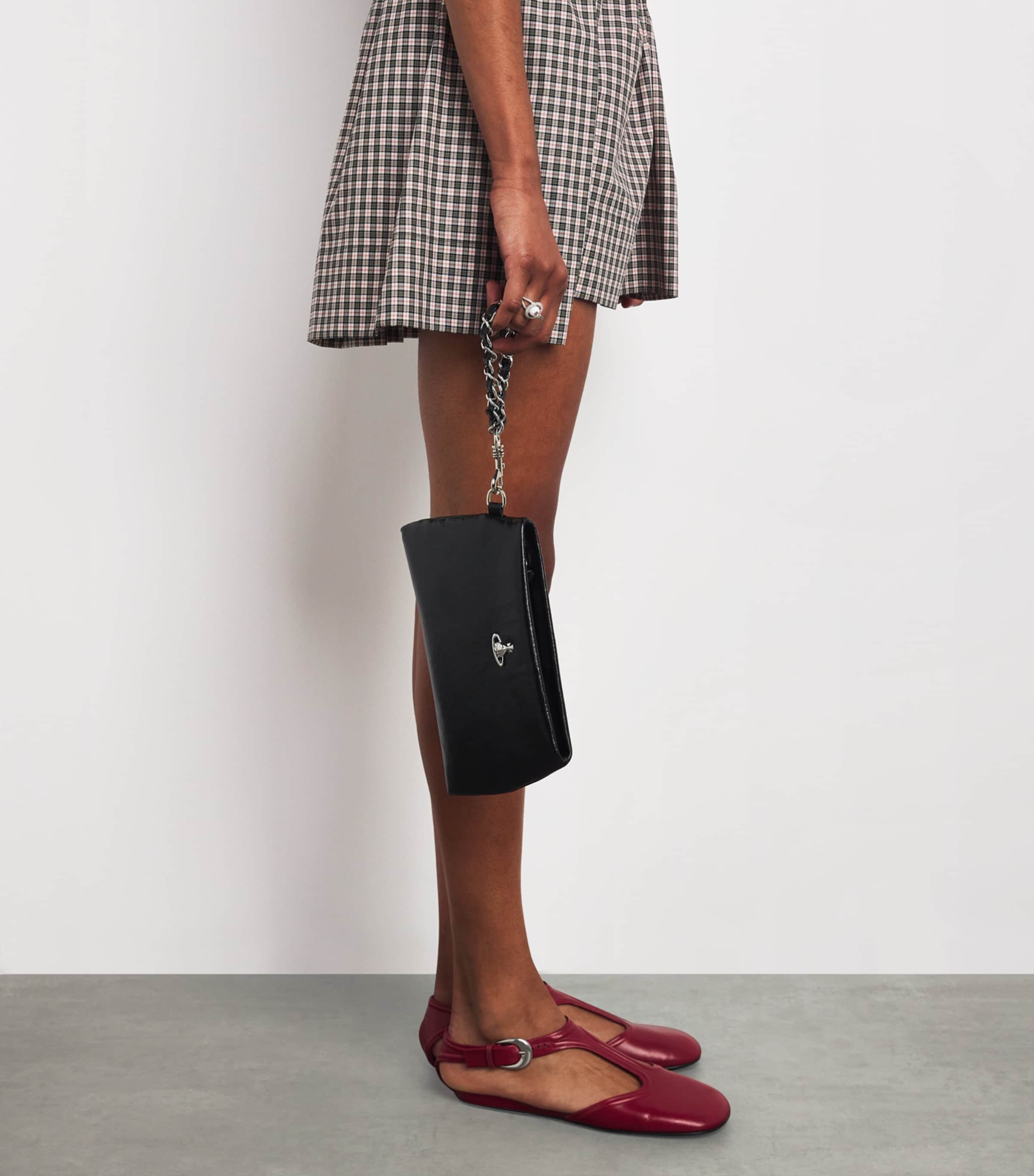 Vivienne Westwood Black Leather Sadie Wristlet Pouch | Harrods US