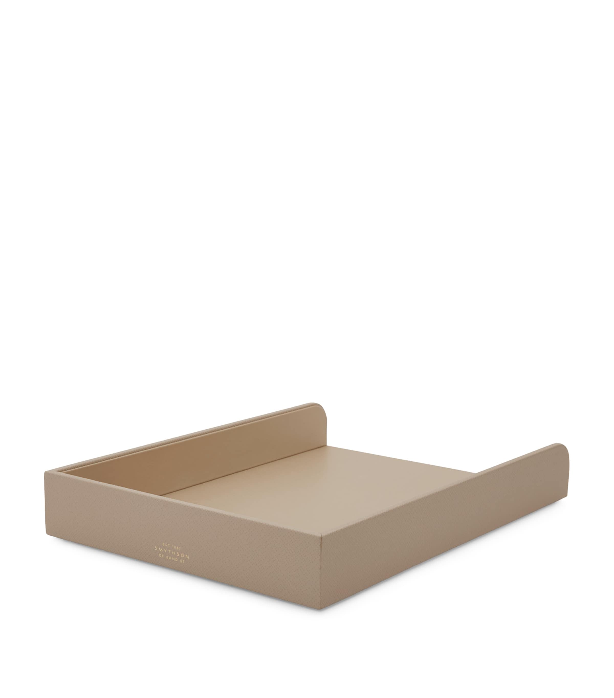Smythson Panama Leather A4 Paper Tray Sandstone Image 2