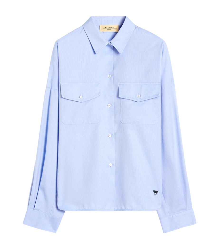 Weekend Max Mara Womens Cotton Long-Sleeve Shirt Light Blue Image 1
