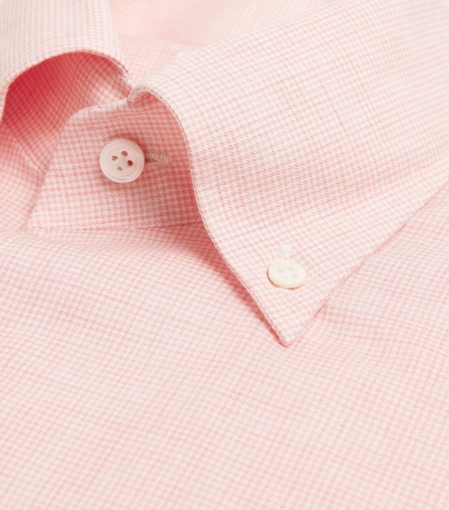 100HANDS Mens Cotton Puppytooth Shirt Grapefruit Pink Image 5