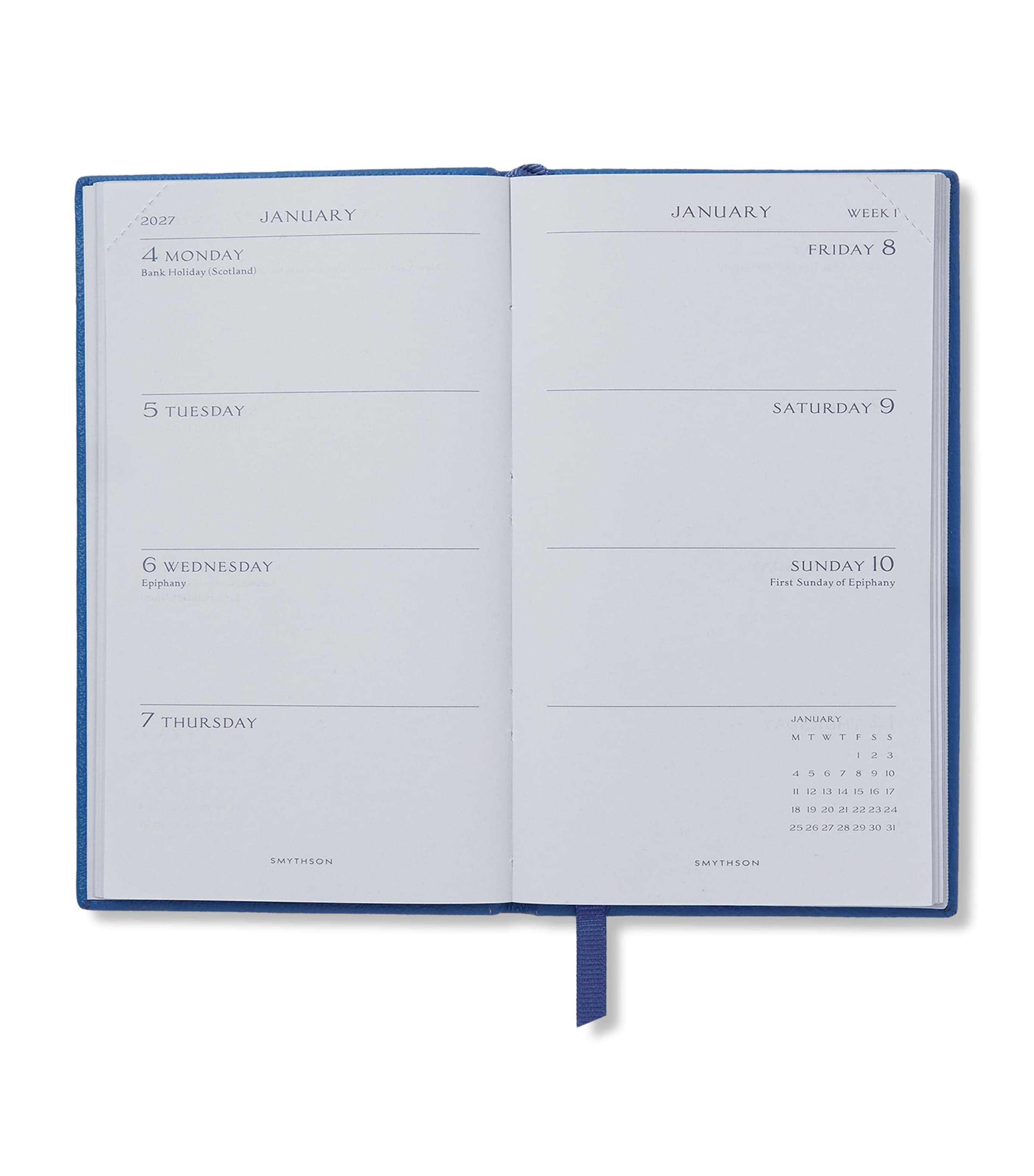 Smythson Leather Panama Weekly Diary 2027 Cerulean Image 2
