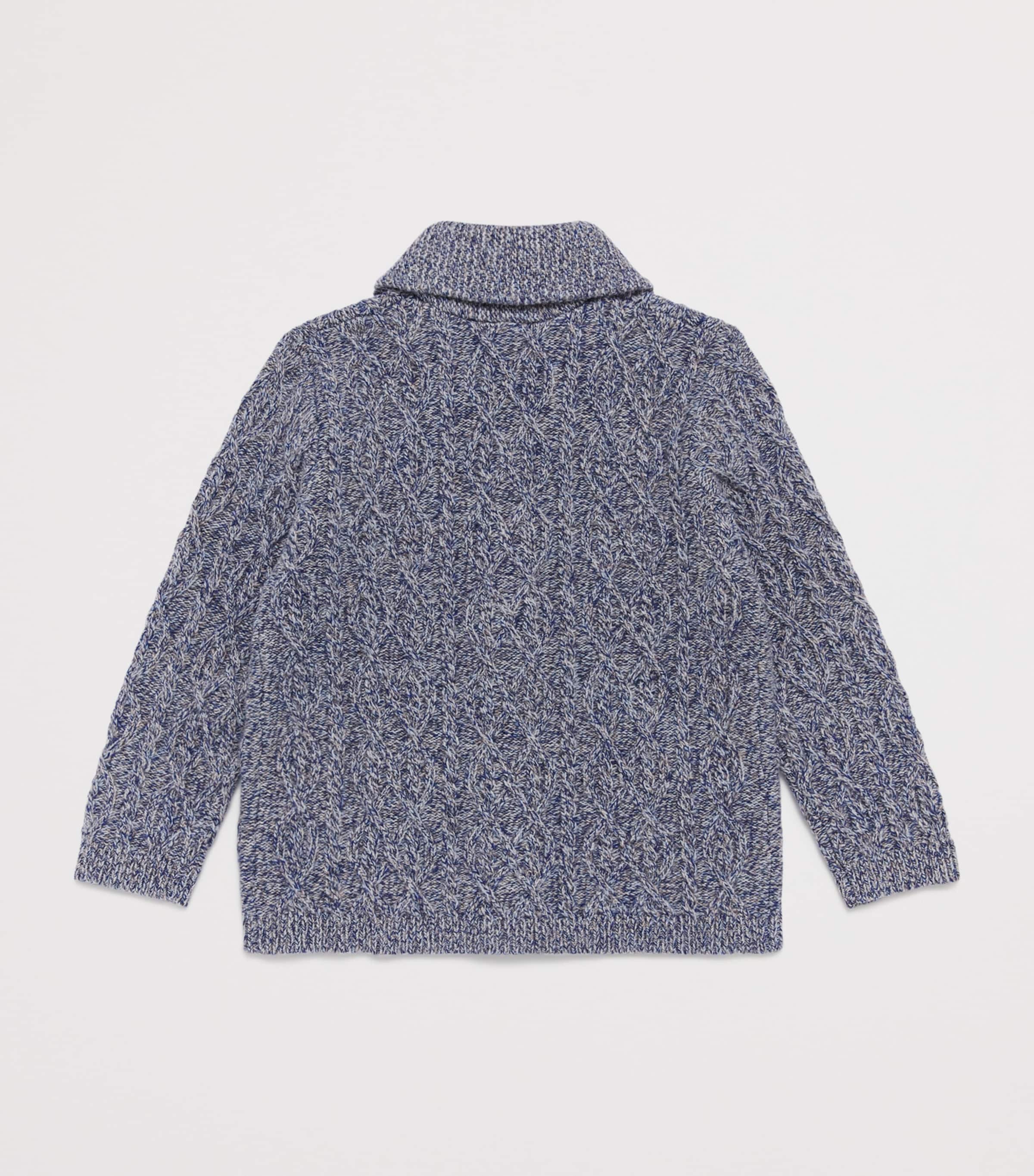 Wool Cable-Knit Cardigan (5-12 Years) 4 MARINE MOULINÉ Image 2