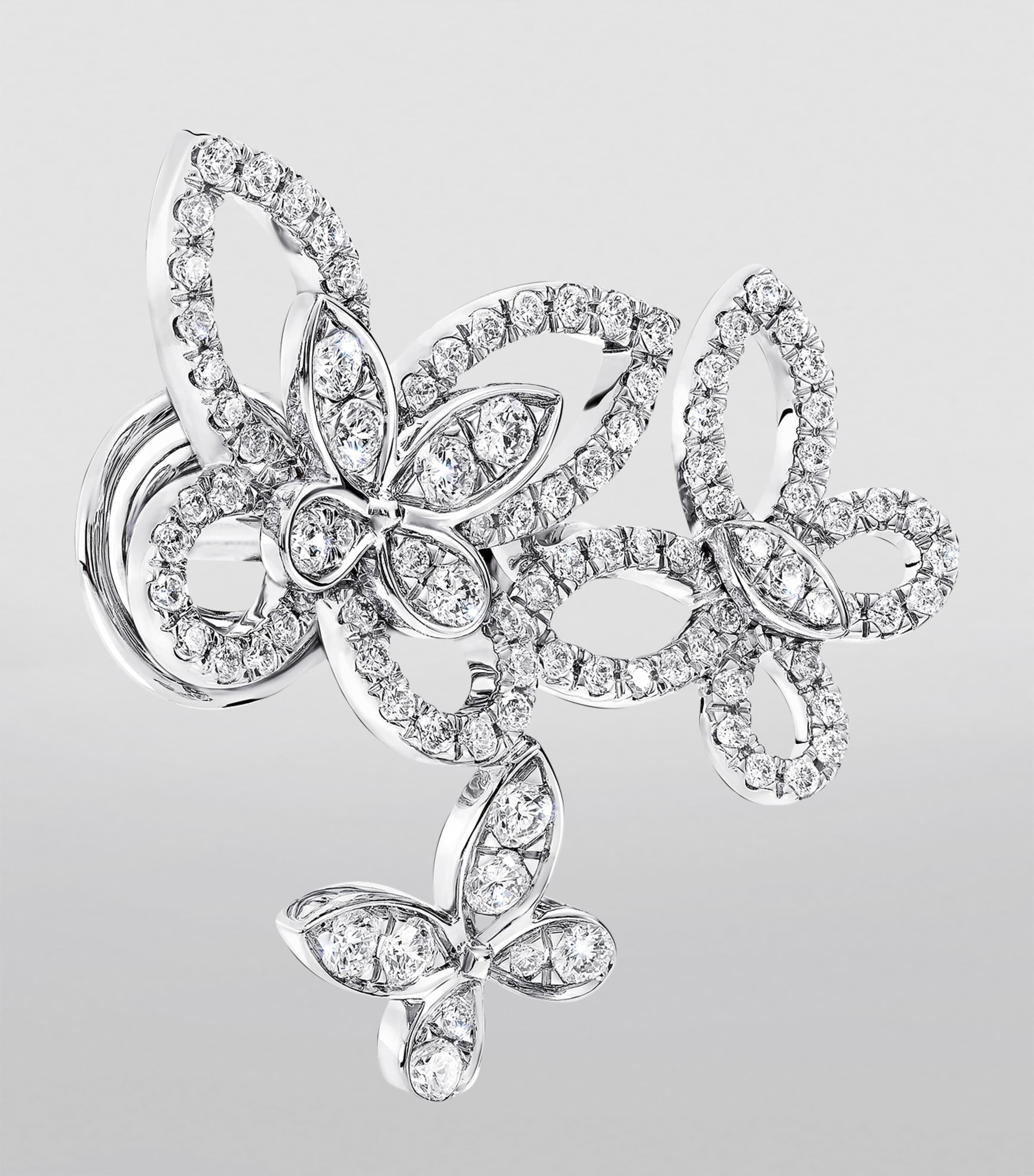 White Gold and Diamond Butterfly Earrings WHITE GOLD Image 3