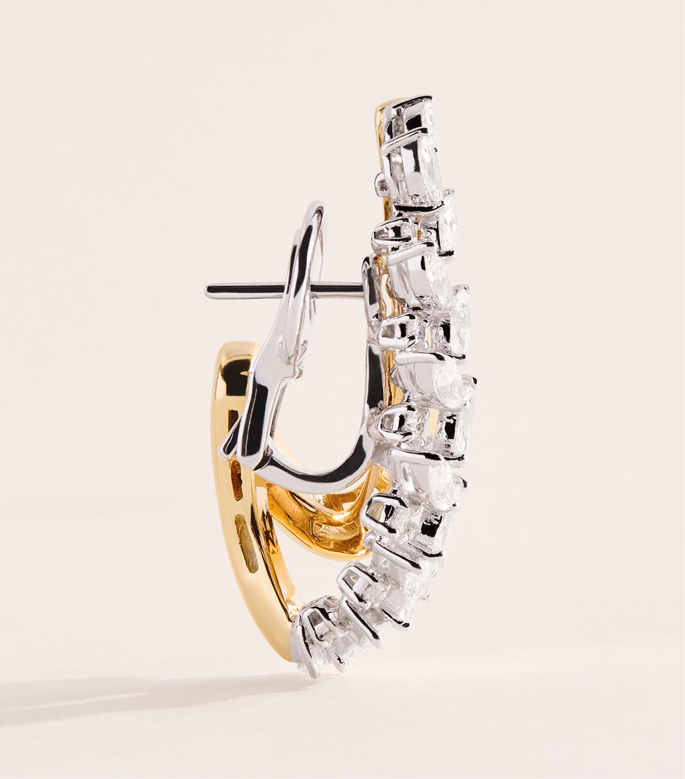 Yeprem Mixed Gold and Diamond Golden Strada Earring Image 3