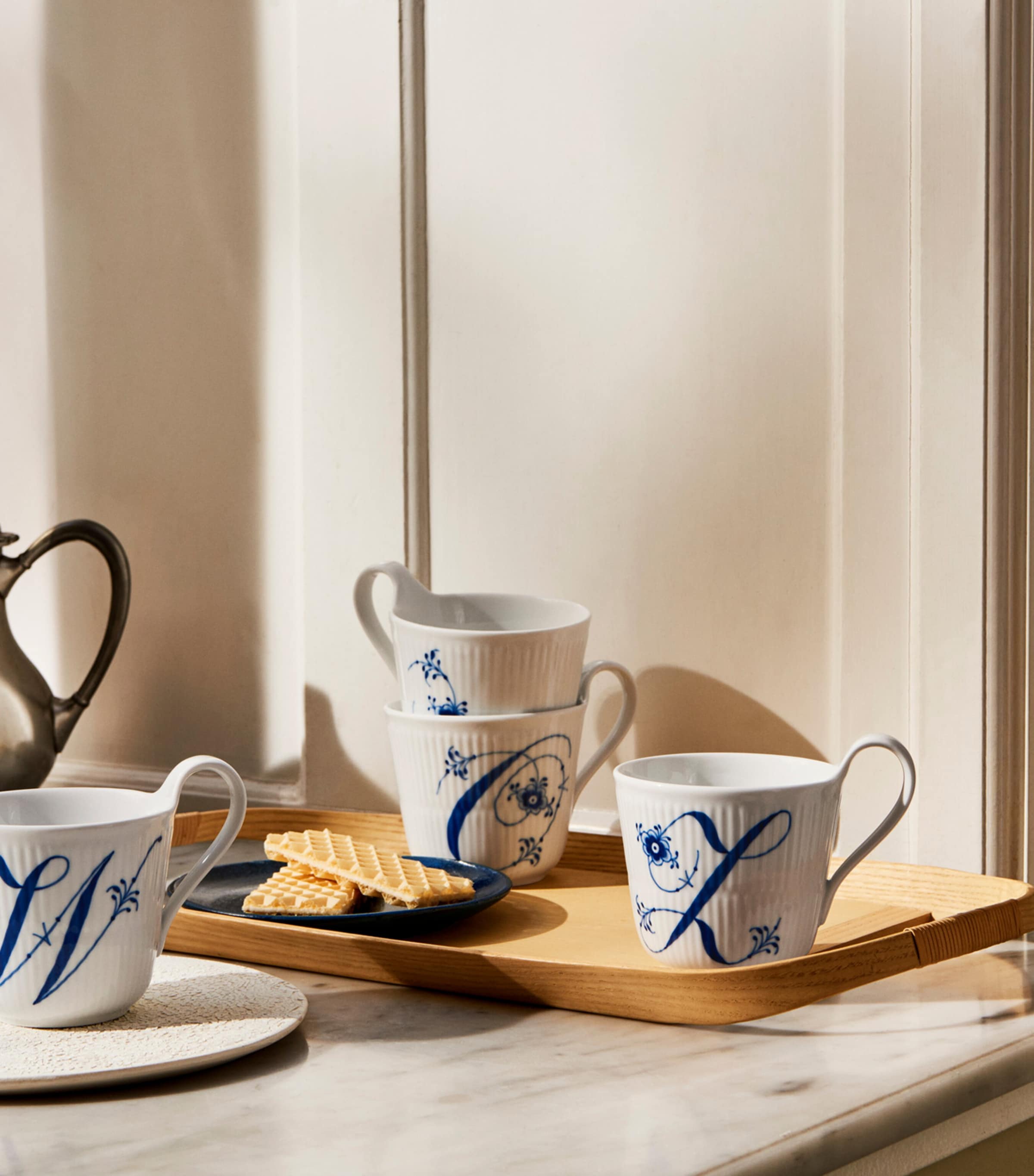 Porcelain Fluted Alphabet Mug BLUE Image 2