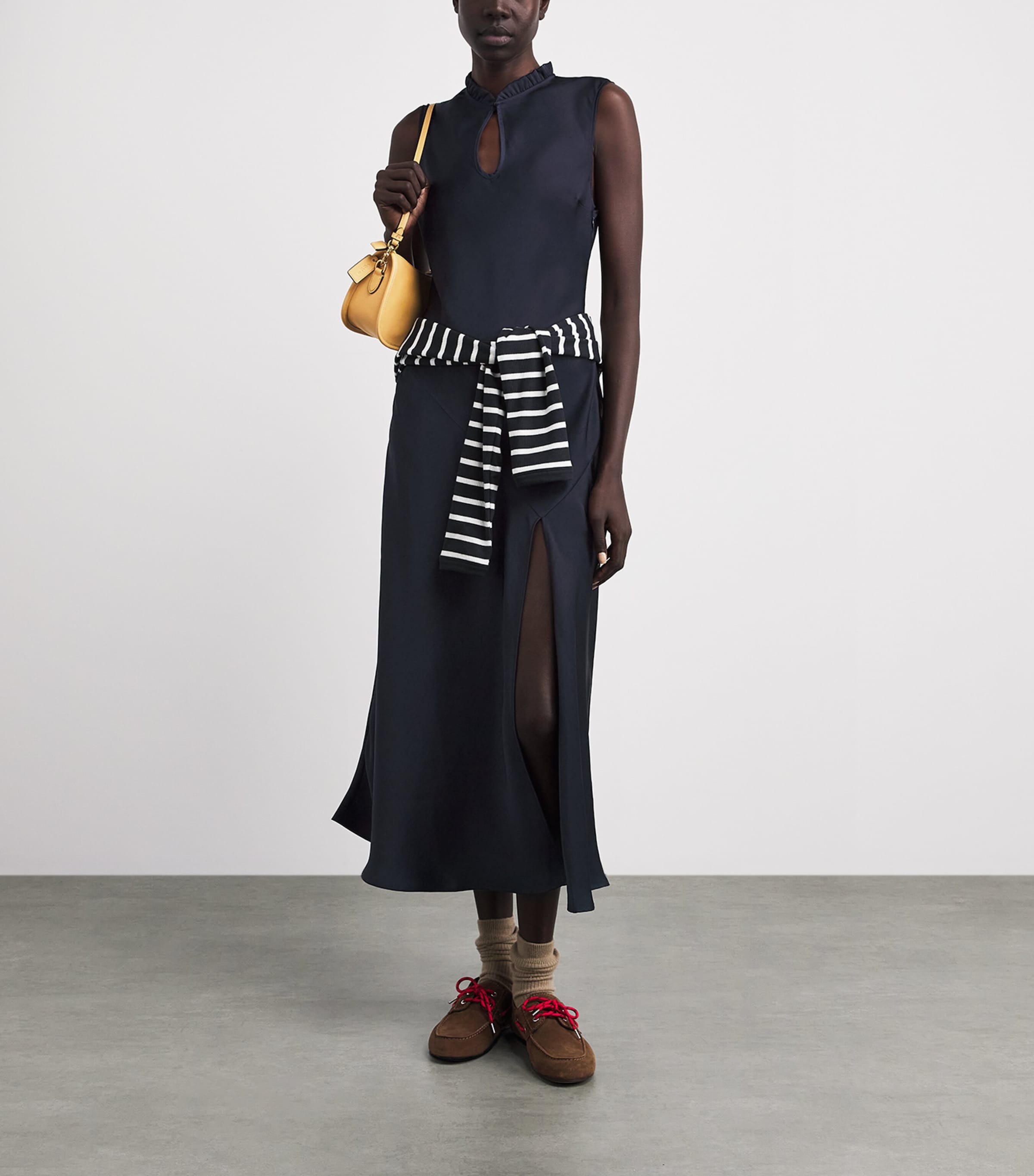 Claudie Pierlot Womens Satin Ruffle Maxi Dress Navy Image 2