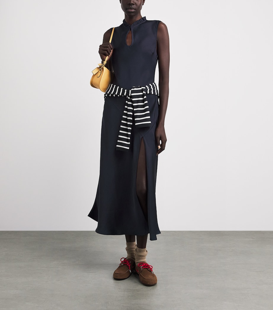 Claudie Pierlot Womens Satin Ruffle Maxi Dress Navy Image 2