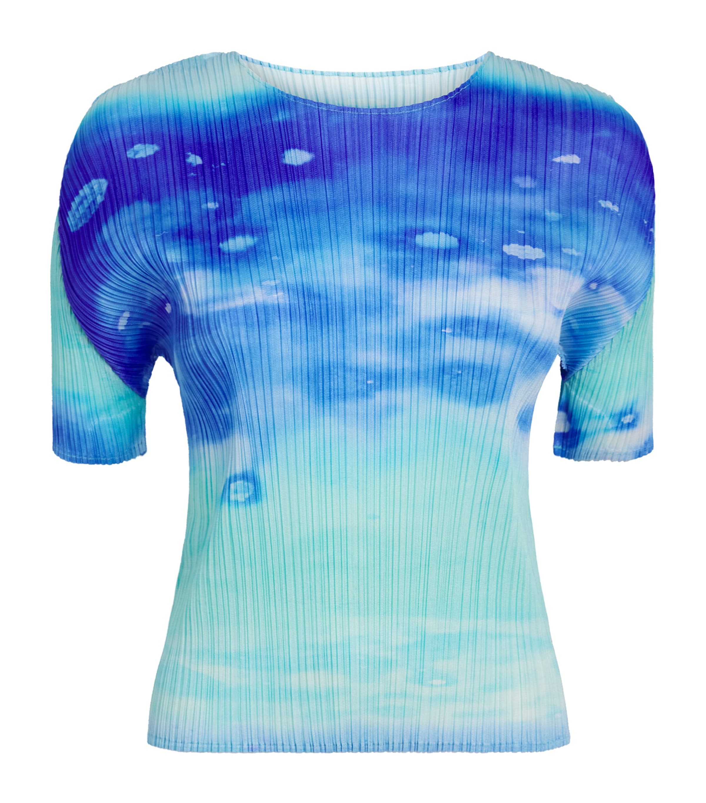 Issey Miyake Pleats Please  Sea Bubble Top In Blue