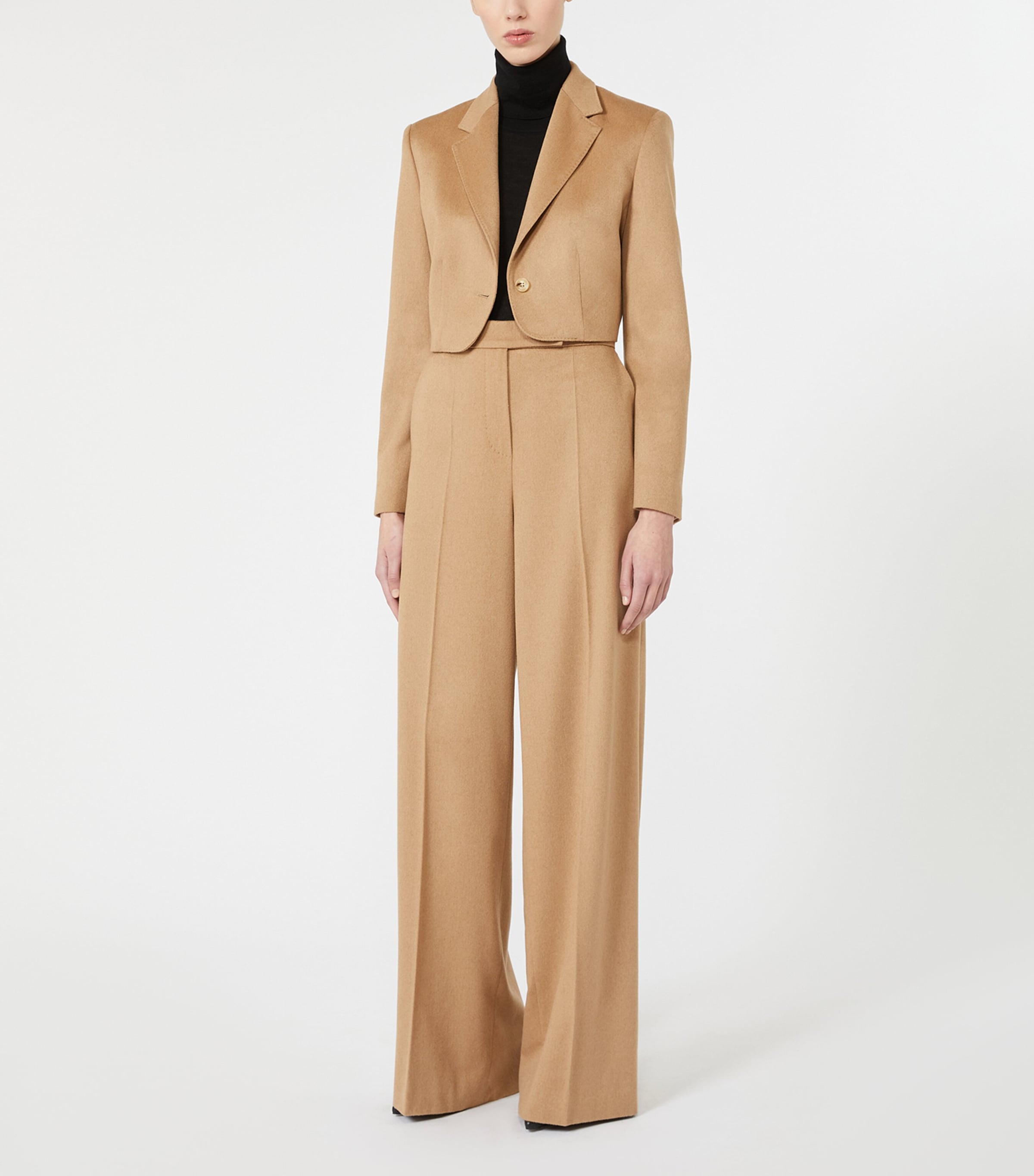 Max Mara Womens Wool Wide-Leg Trousers Camel Image 5