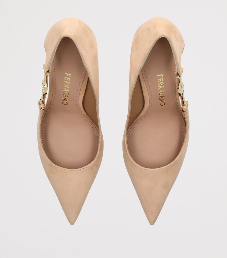 Suede F Buckle Pumps 95 BEIGE COMB Image 4