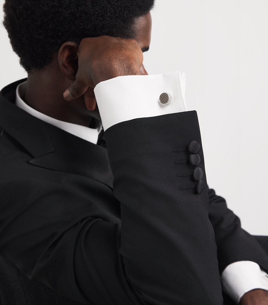 Rhodium-Plated Brick Cufflinks BLACK Image 2