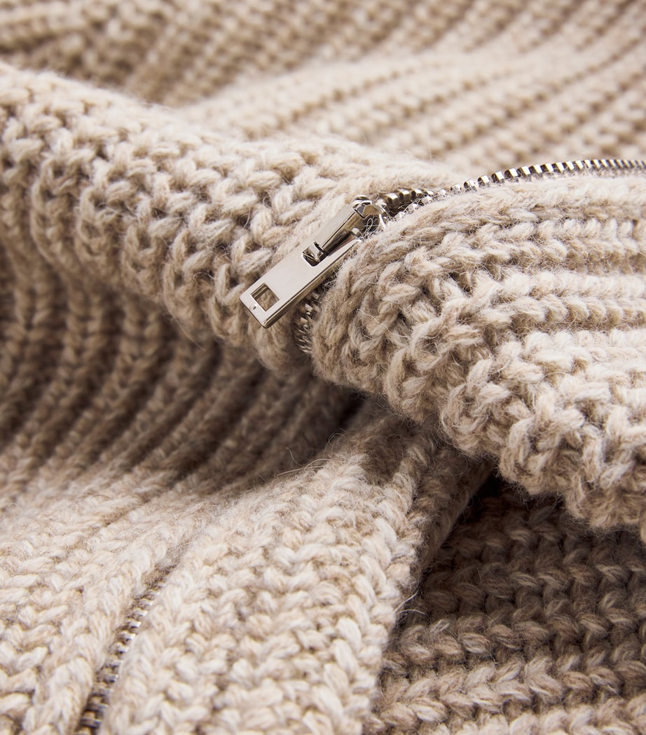Alpaca-Yak Zip-Up Cardigan BEIGE/OAT MU212 Image 4