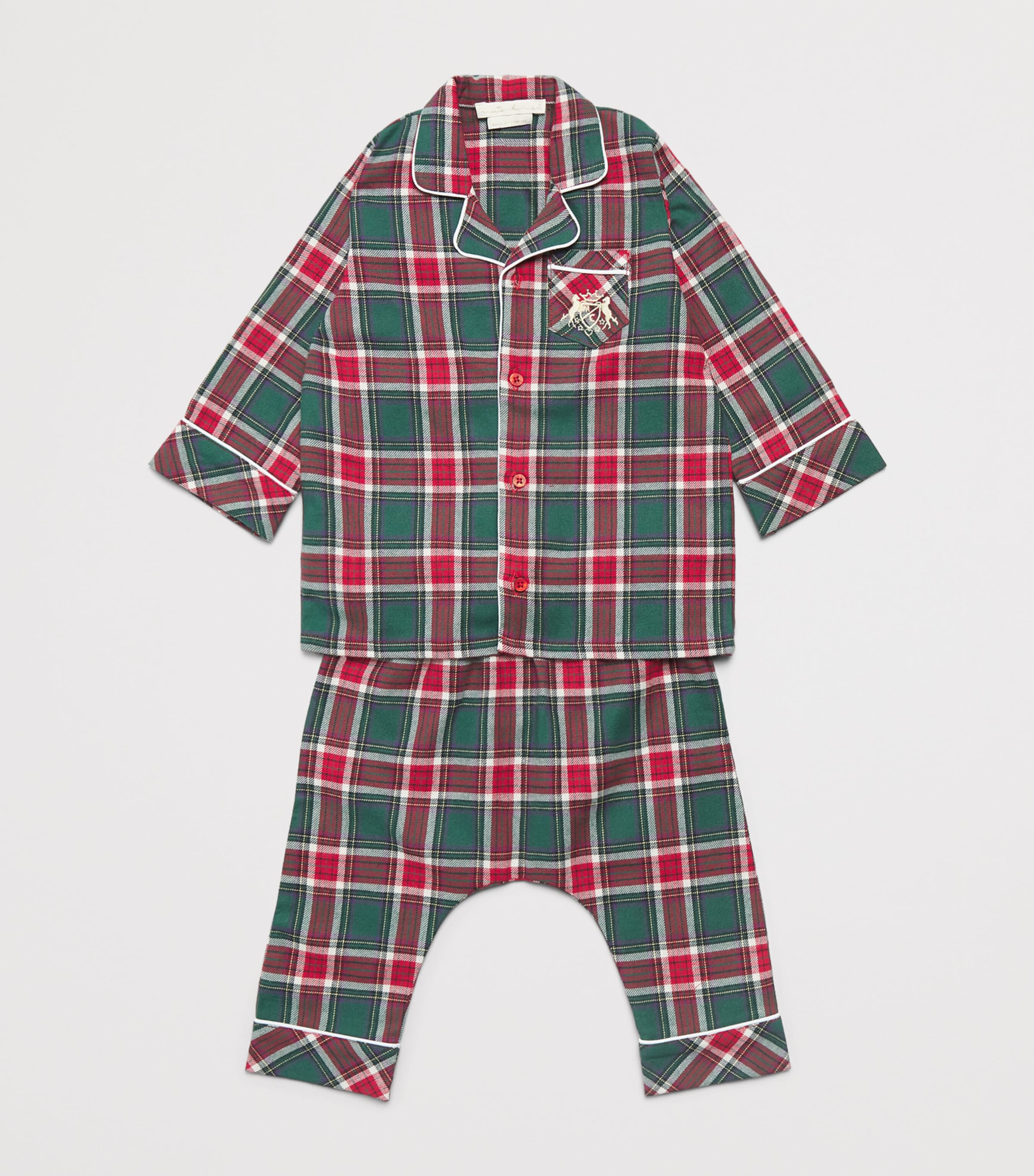 Marie-Chantal Cotton Check Charles Pyjama Set (3-18 Months) Holly Green Image 3