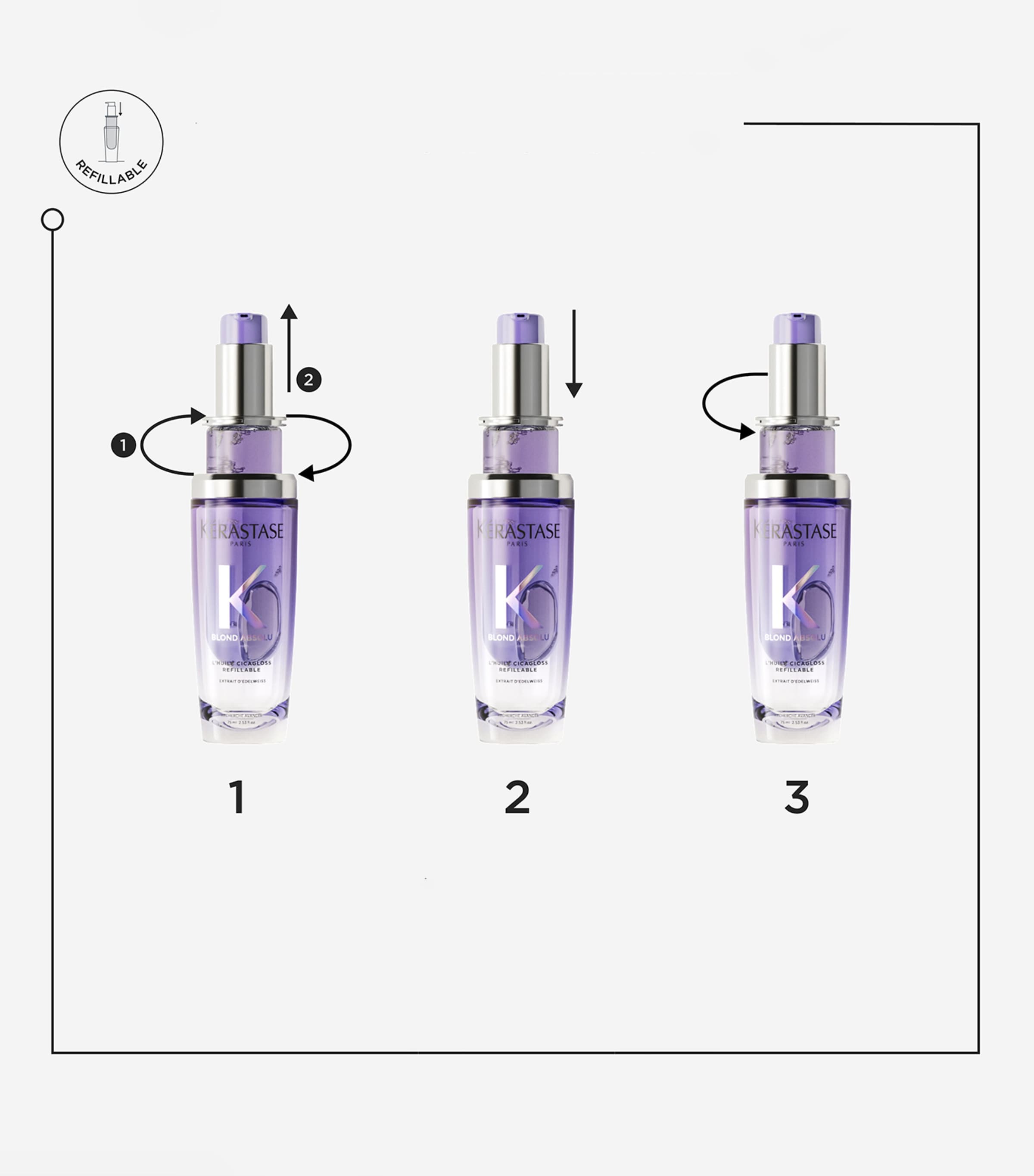 Refillable Blond Absolu Cicagloss Hair Oil (75ml) NO COLOUR Image 3