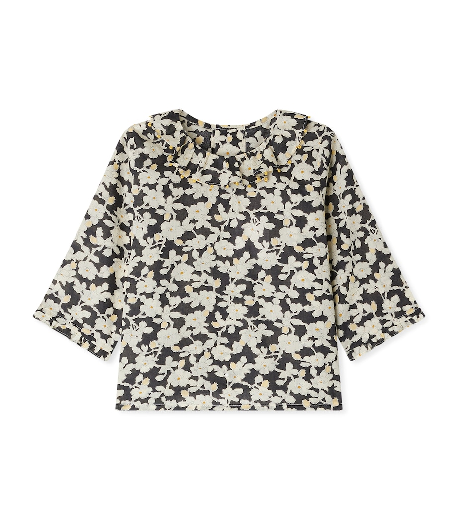 Organic Cotton Floral Print Blouse (6-36 Months) FLEURS NOIR Image 1