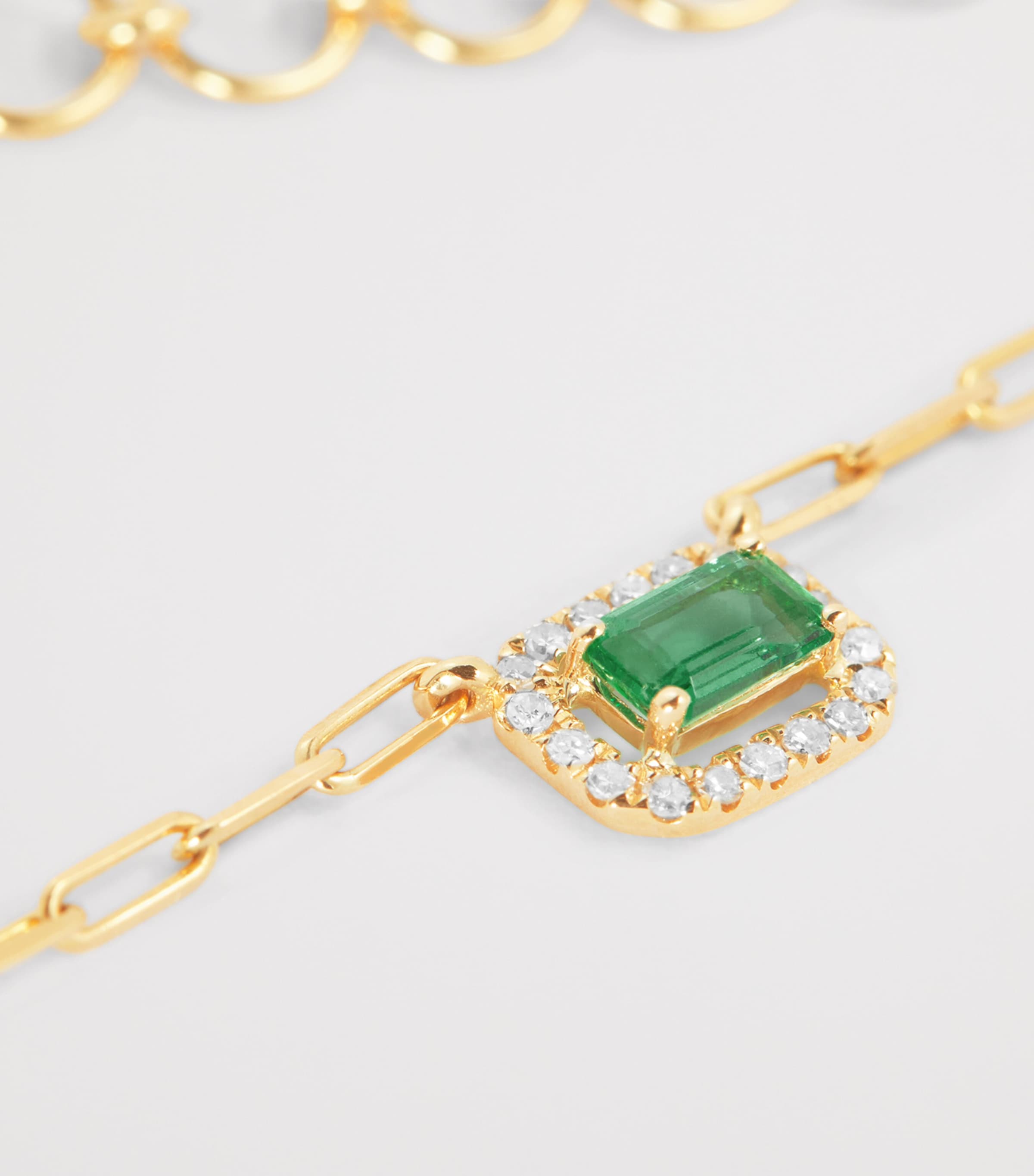 Yellow Gold, Diamond and Emerald Mini Me Chain Necklace YELLOW GOLD Image 4