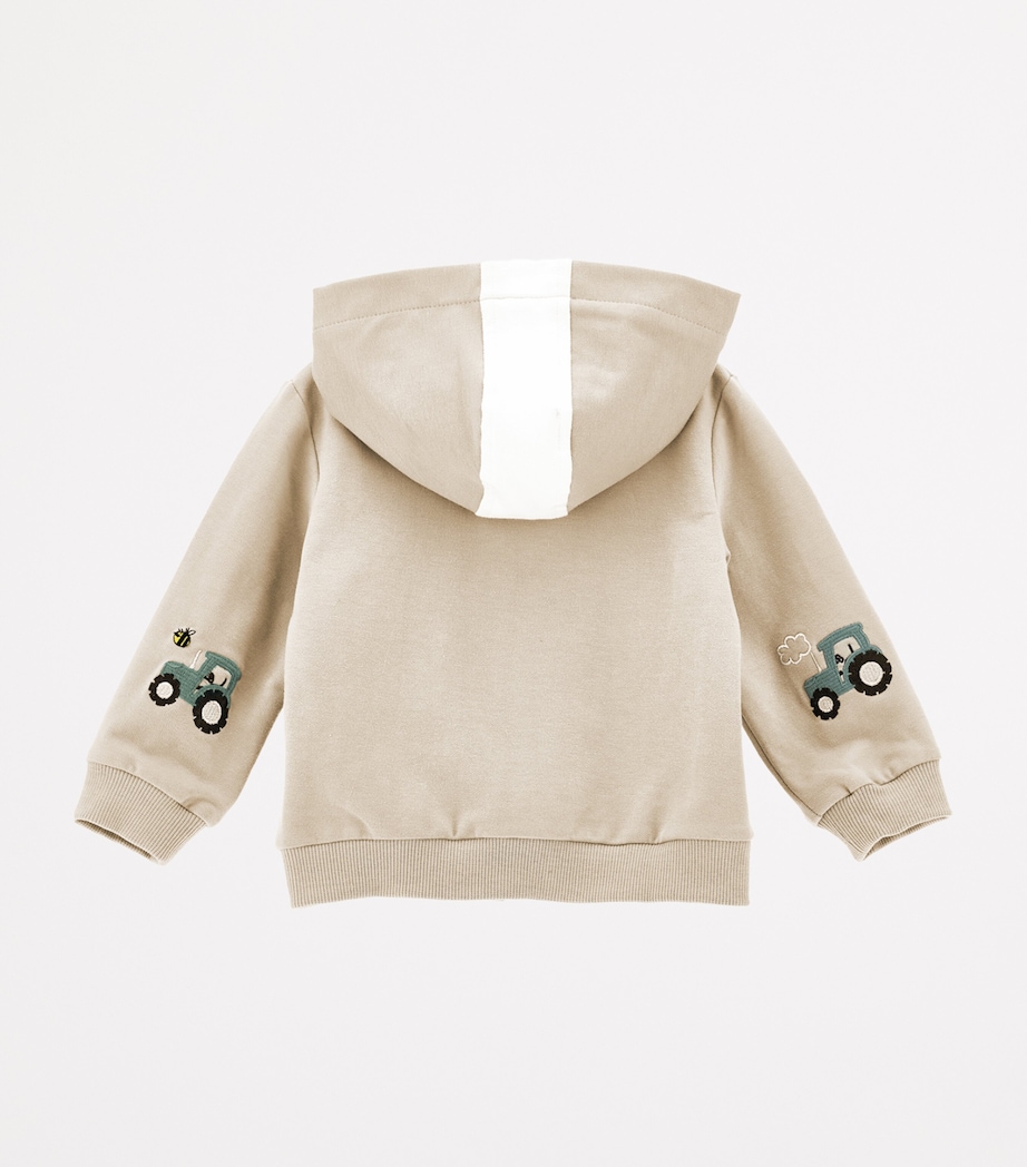 Stretch-Cotton Embroidered Hoodie (3-36 Months) ECRU+BIANCO Image 2
