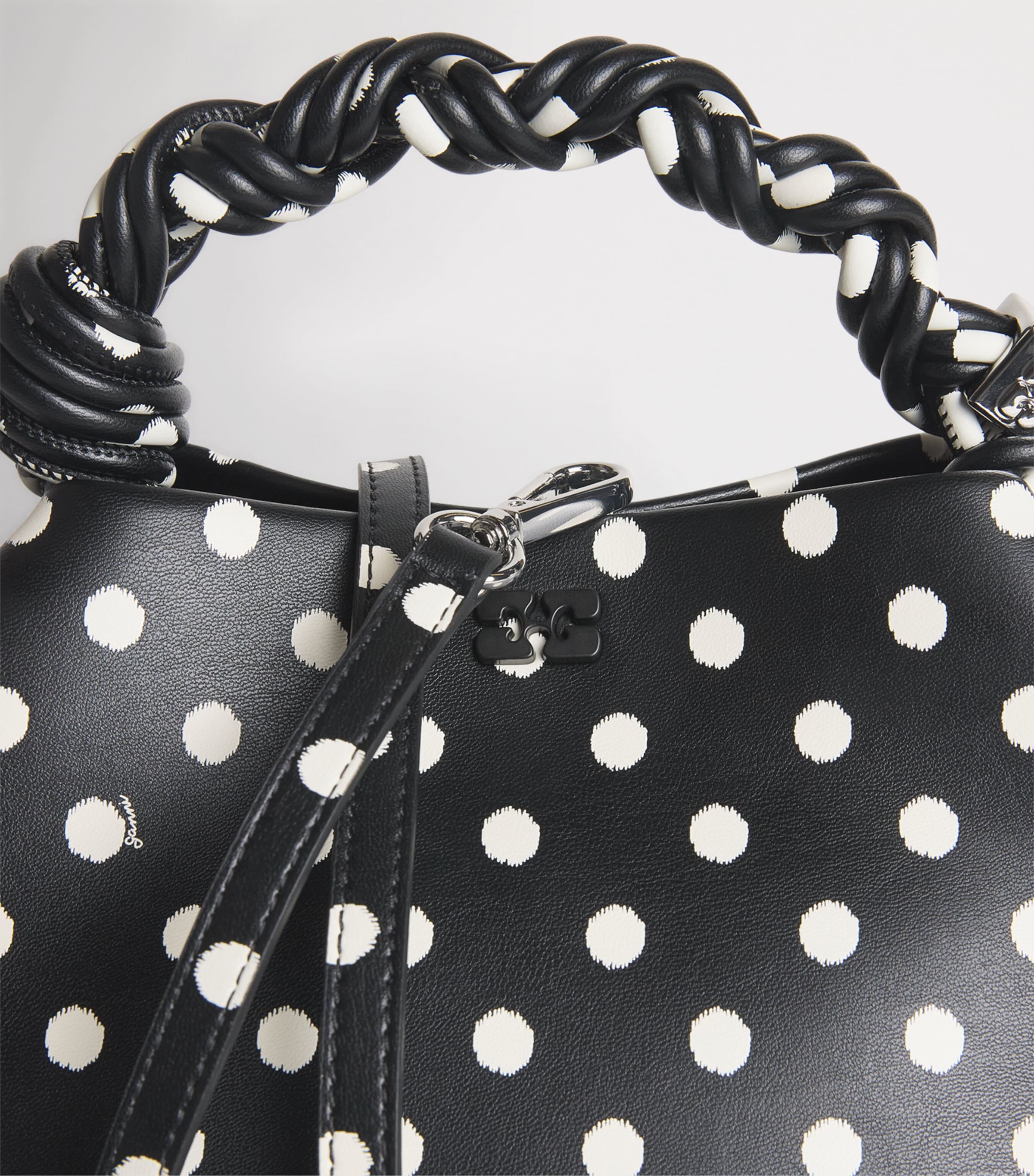 Small Polka-Dot Bou Top-Handle Bag 099 BLACK Image 5