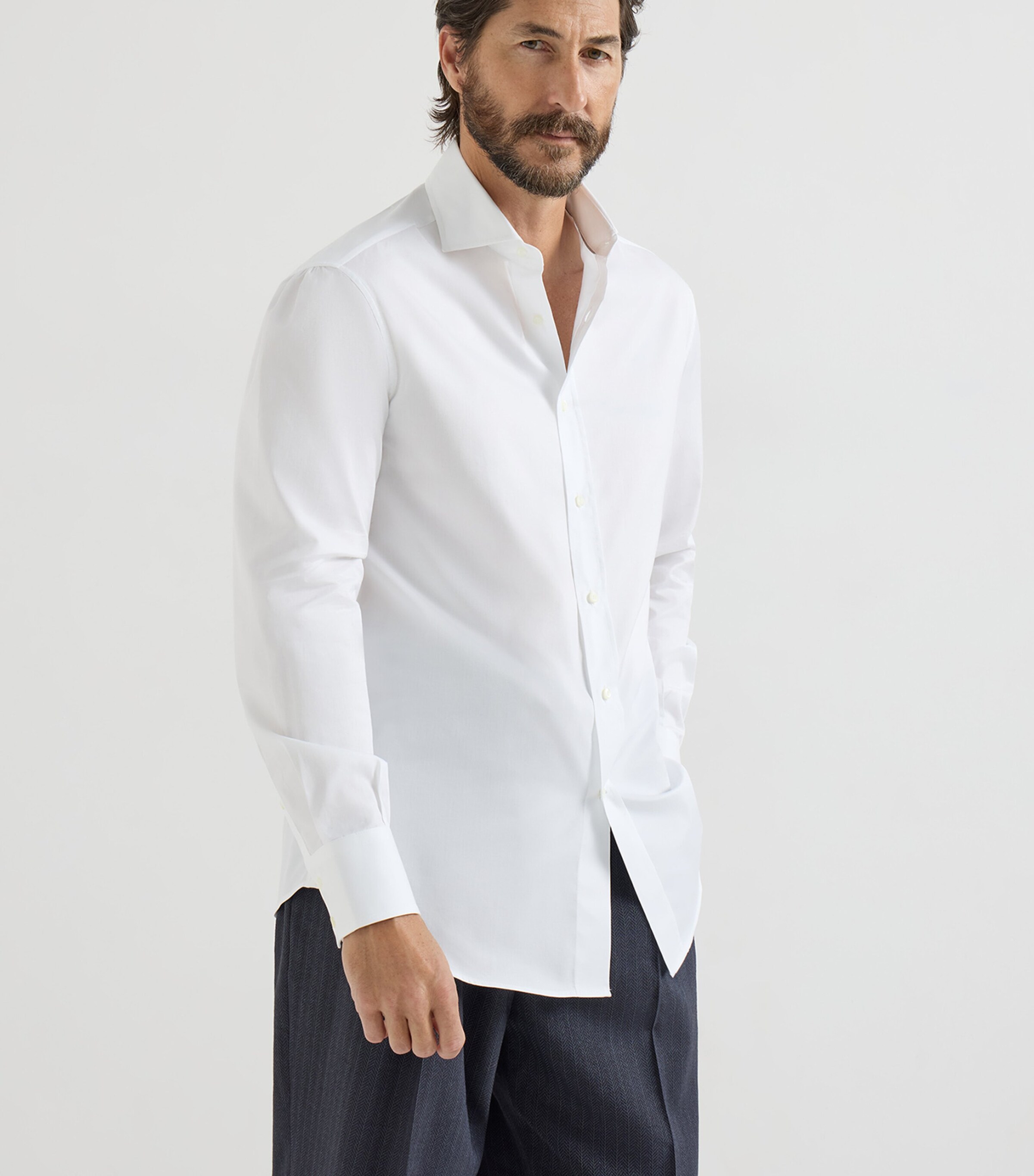 ❤️ イタリア製 BRUNELLO CUCINELLI 長袖 コットン シャツ 白 Brunello Cucinelli White Cotton Twill Shirt | Harrods US