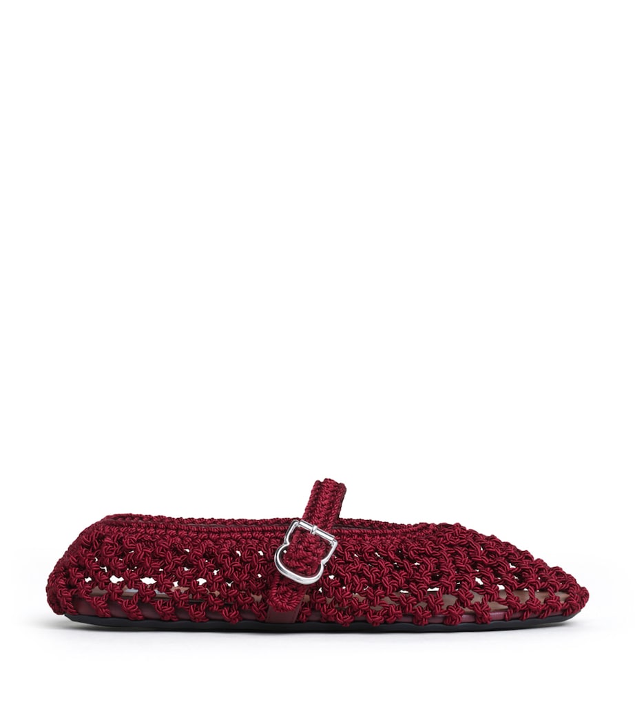 Alaïa Satin Crochet Ballet Flats Bordeaux Image 1