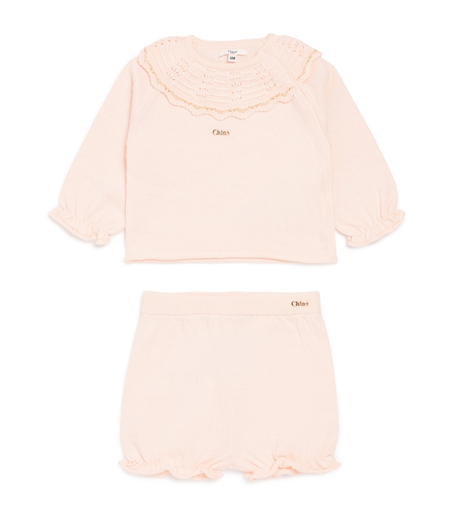 Chloé Kids Cotton-Cashmere Cardigan and Trousers Set (3-18 Months) Image 1
