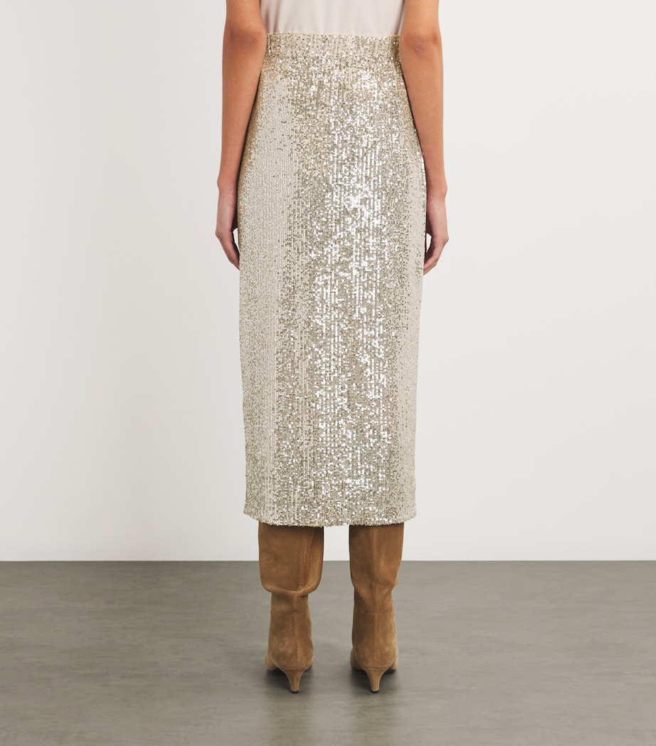 Sequinned Midi Skirt SILVER Image 4