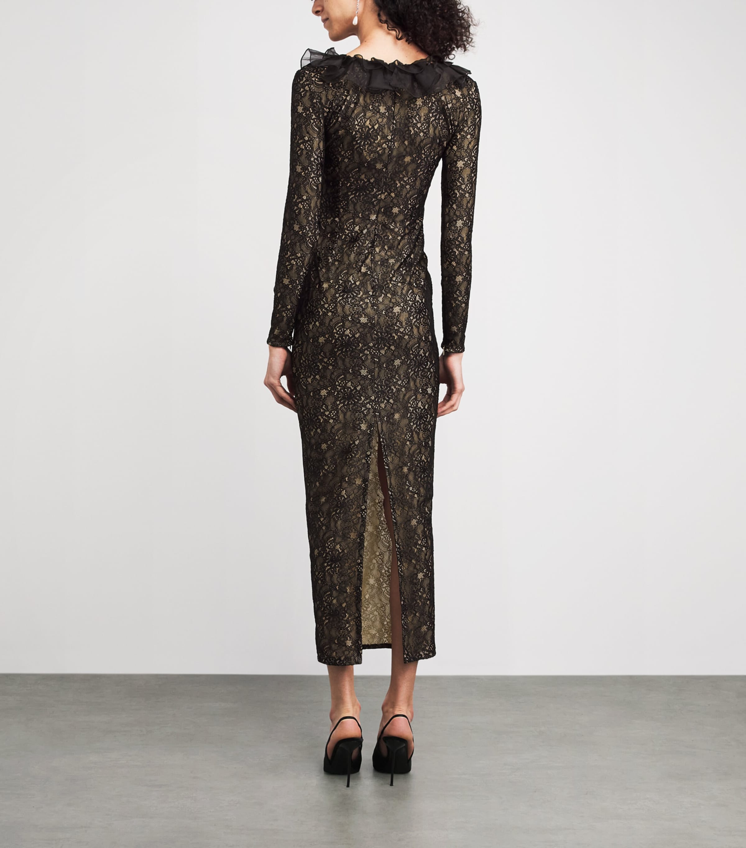 Alessandra Rich Womens Stretch-Lace Maxi Dress Black Image 4